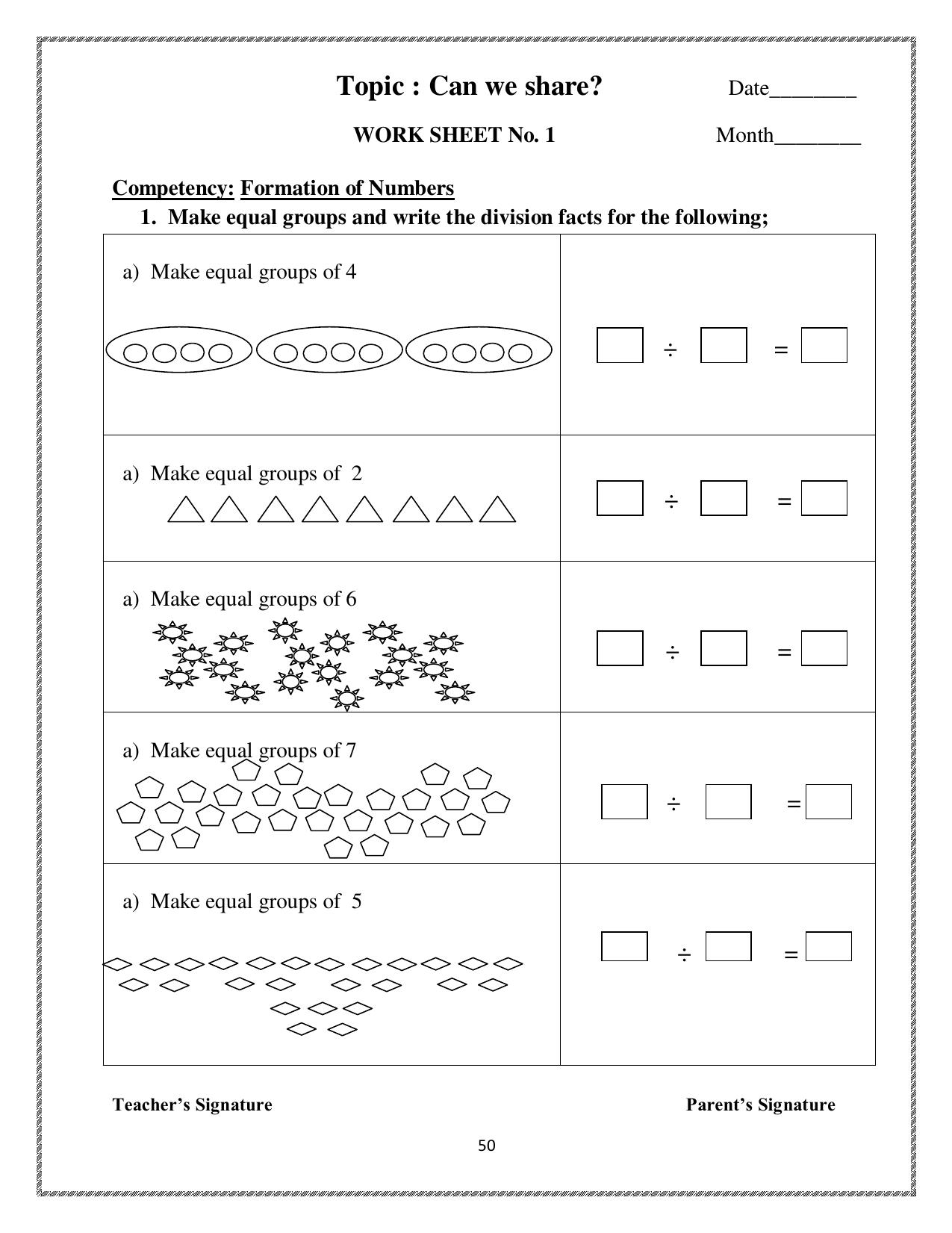 Worksheet for Class 3 Mathematics Assignment 69 - Page 1