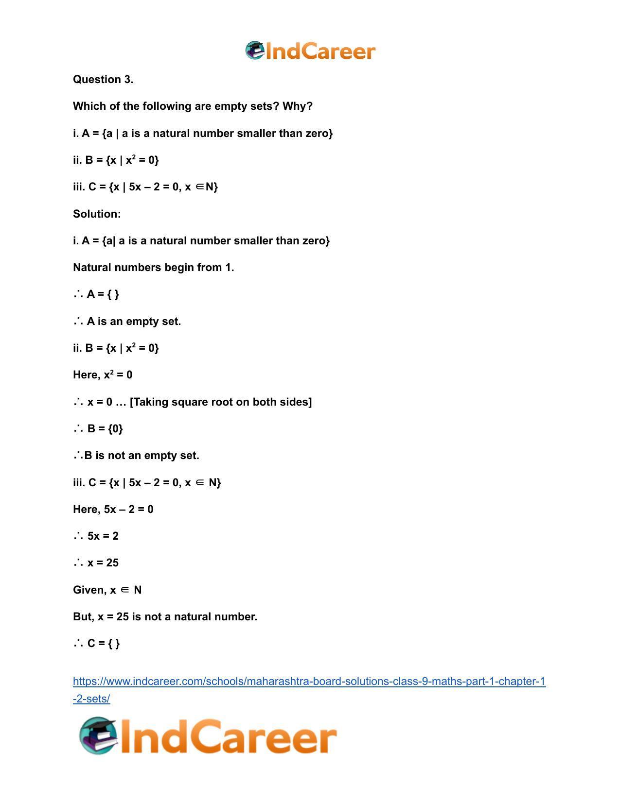 Maharashtra Board Solutions Class 9-Maths (Part 1): Chapter 1.2- Sets - Page 4