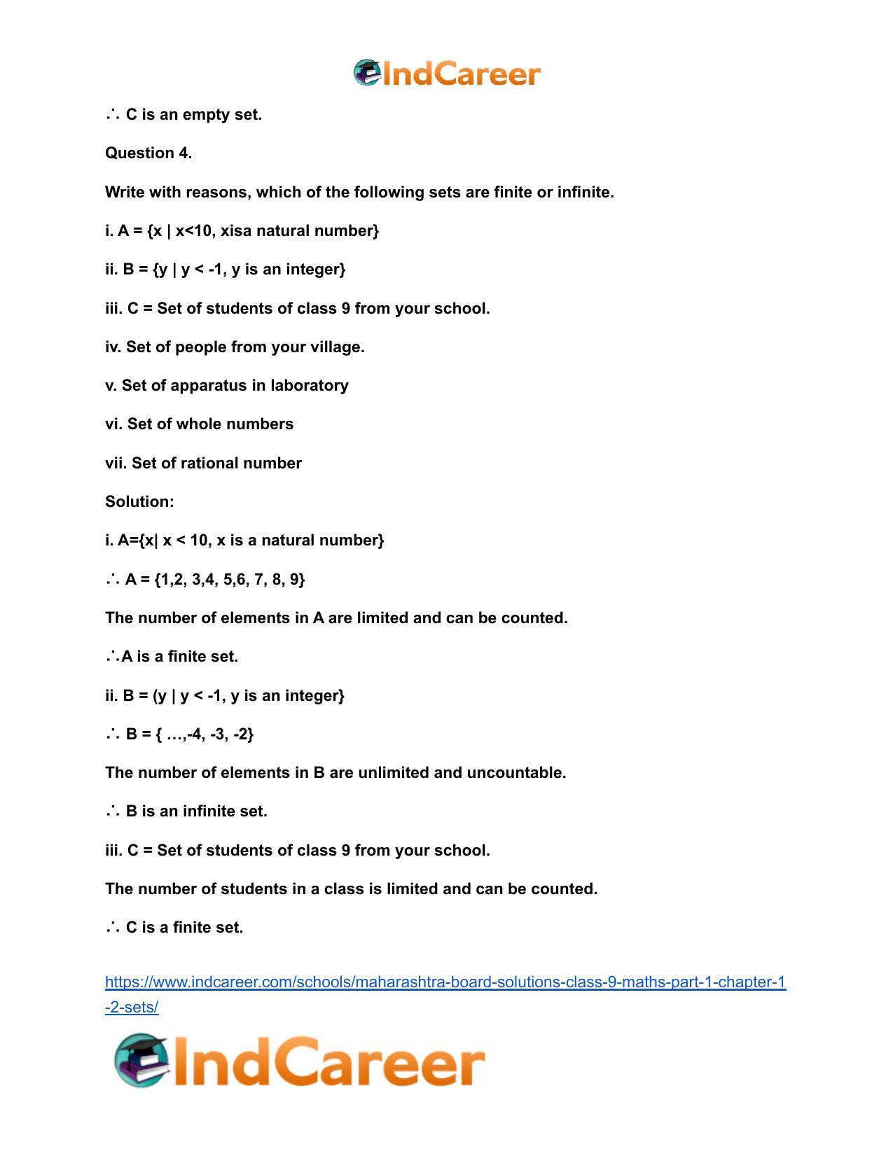 Maharashtra Board Solutions Class 9-Maths (Part 1): Chapter 1.2- Sets - Page 5