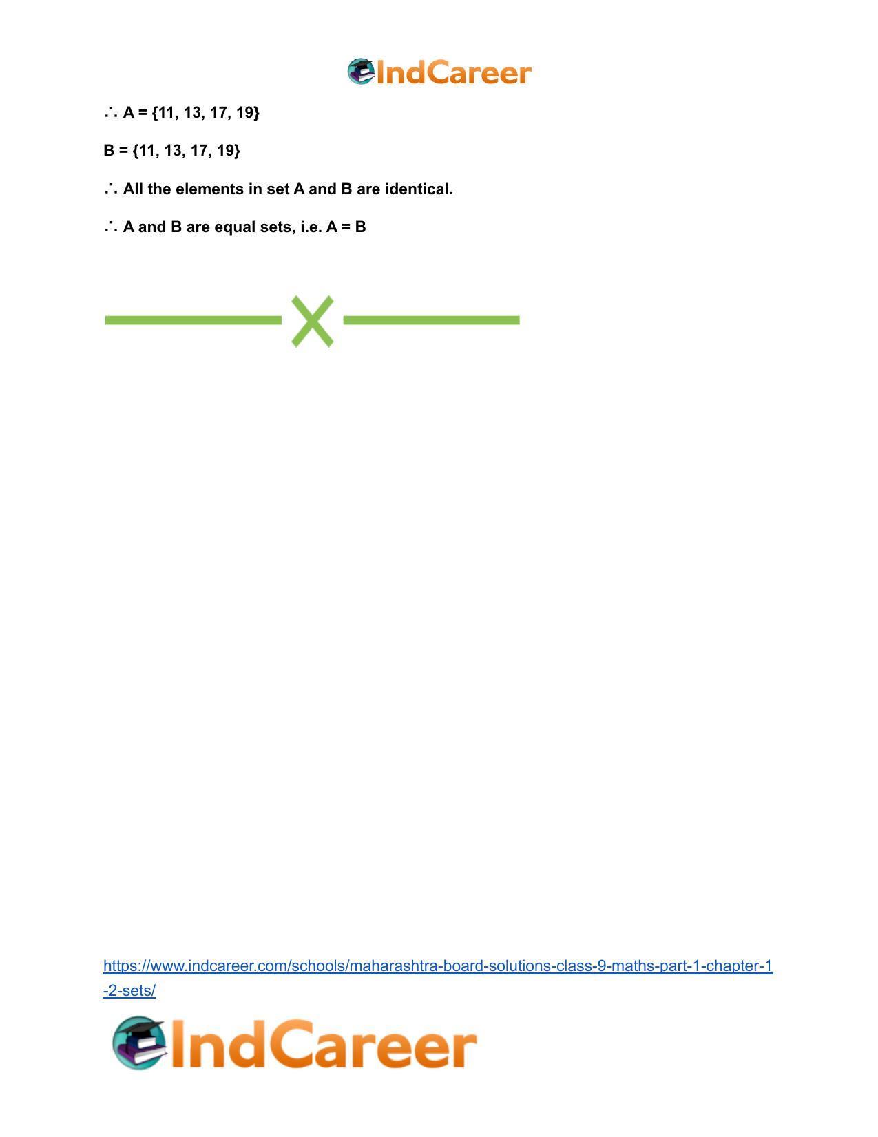 Maharashtra Board Solutions Class 9-Maths (Part 1): Chapter 1.2- Sets - Page 7