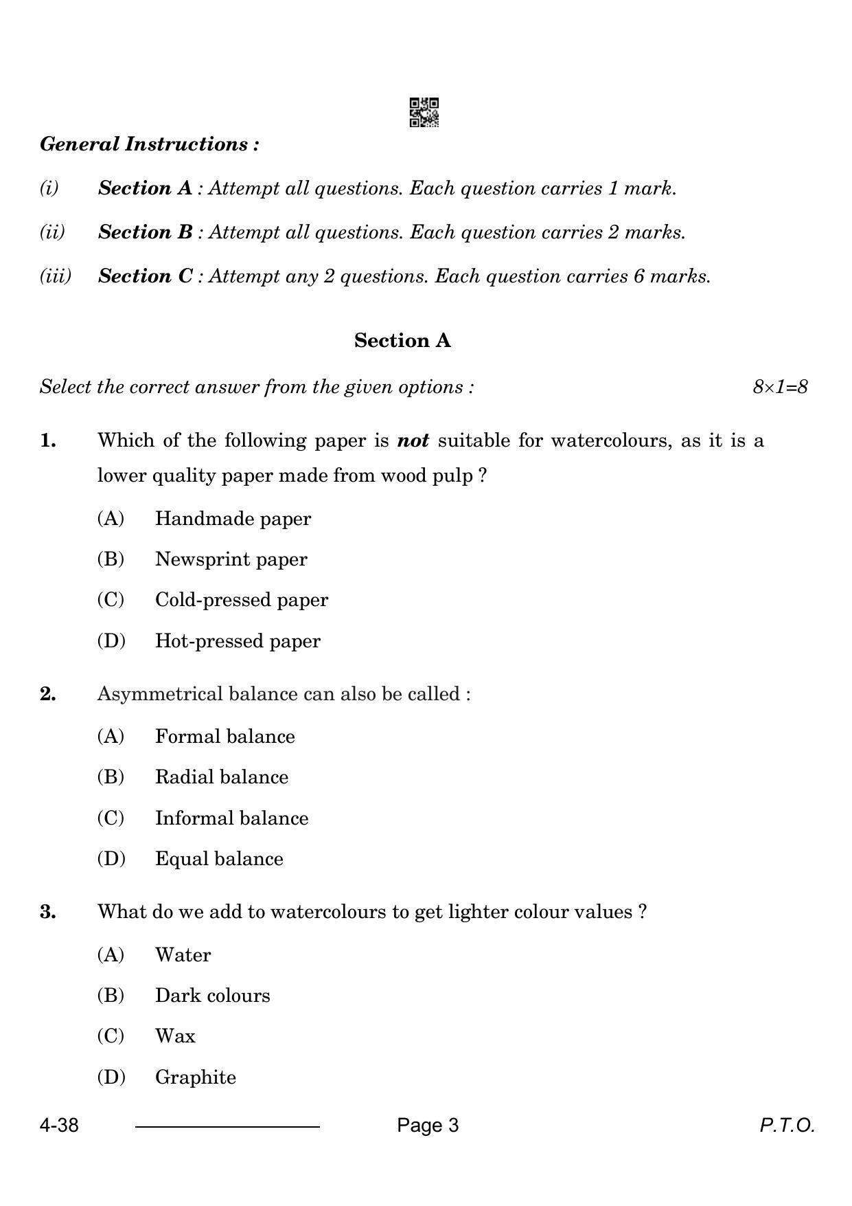 CBSE Class 10 Painting 2024 Question Paper - Page 3