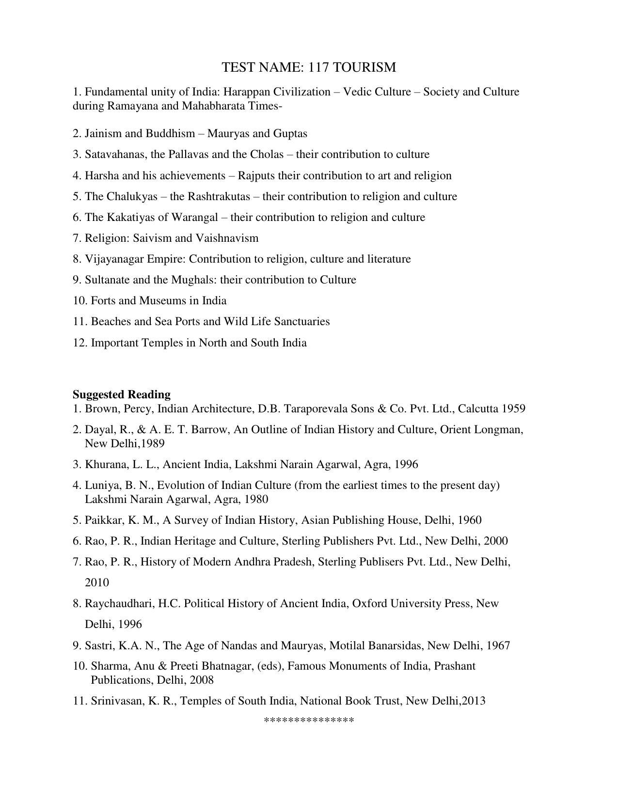 AP PGCET TOURISM Syllabus - Page 1