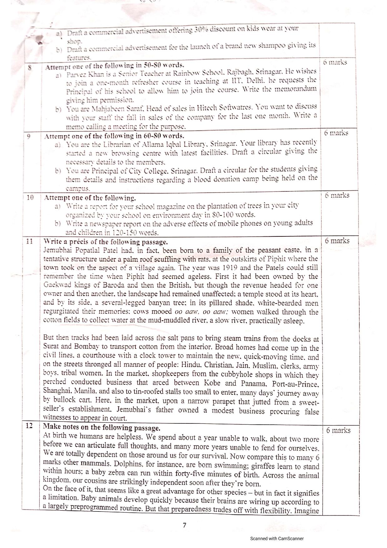 JKBOSE Class 12 Functional English Model Question Paper - Page 4