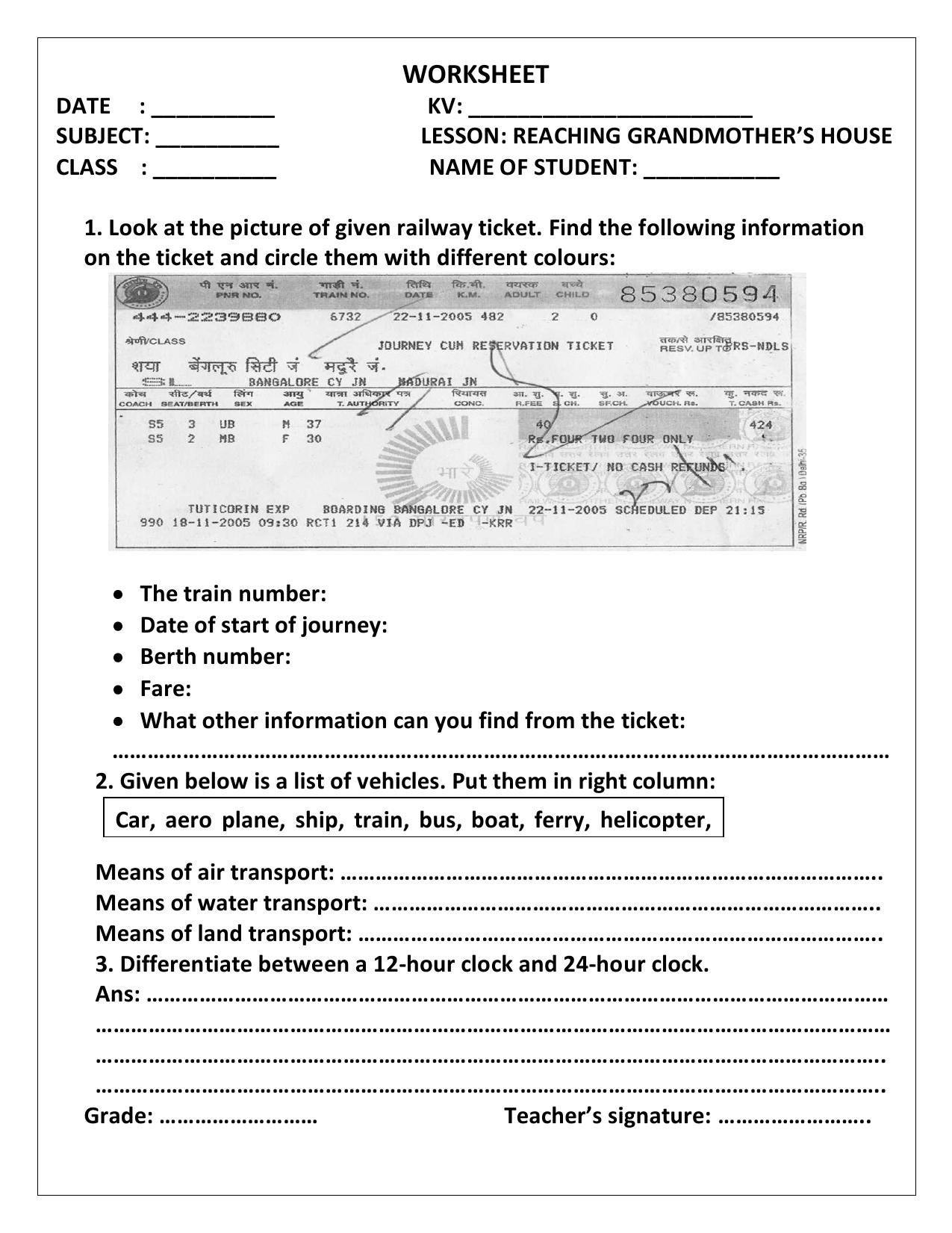 Worksheet for Class 4 Environmental Studies Reaching Grandmother House Assignment - Page 2