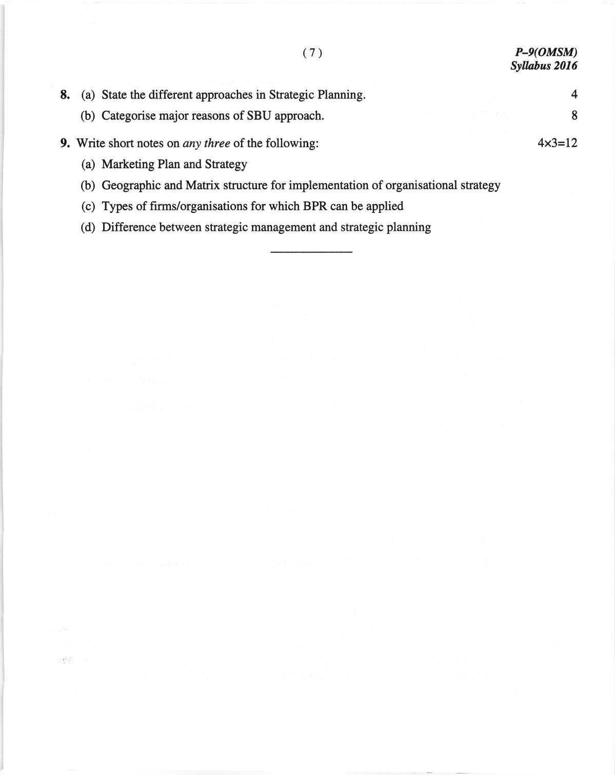 ICMAI June 2018 Operations Management and Strategic Management Question Paper - Page 7