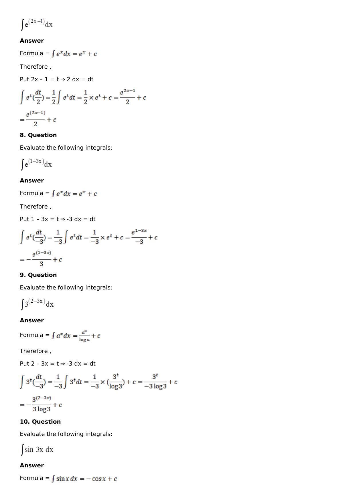 Chapter 13: Method of Integration Solutions: RS Aggarwal Class 12 Solutions  - Page 3