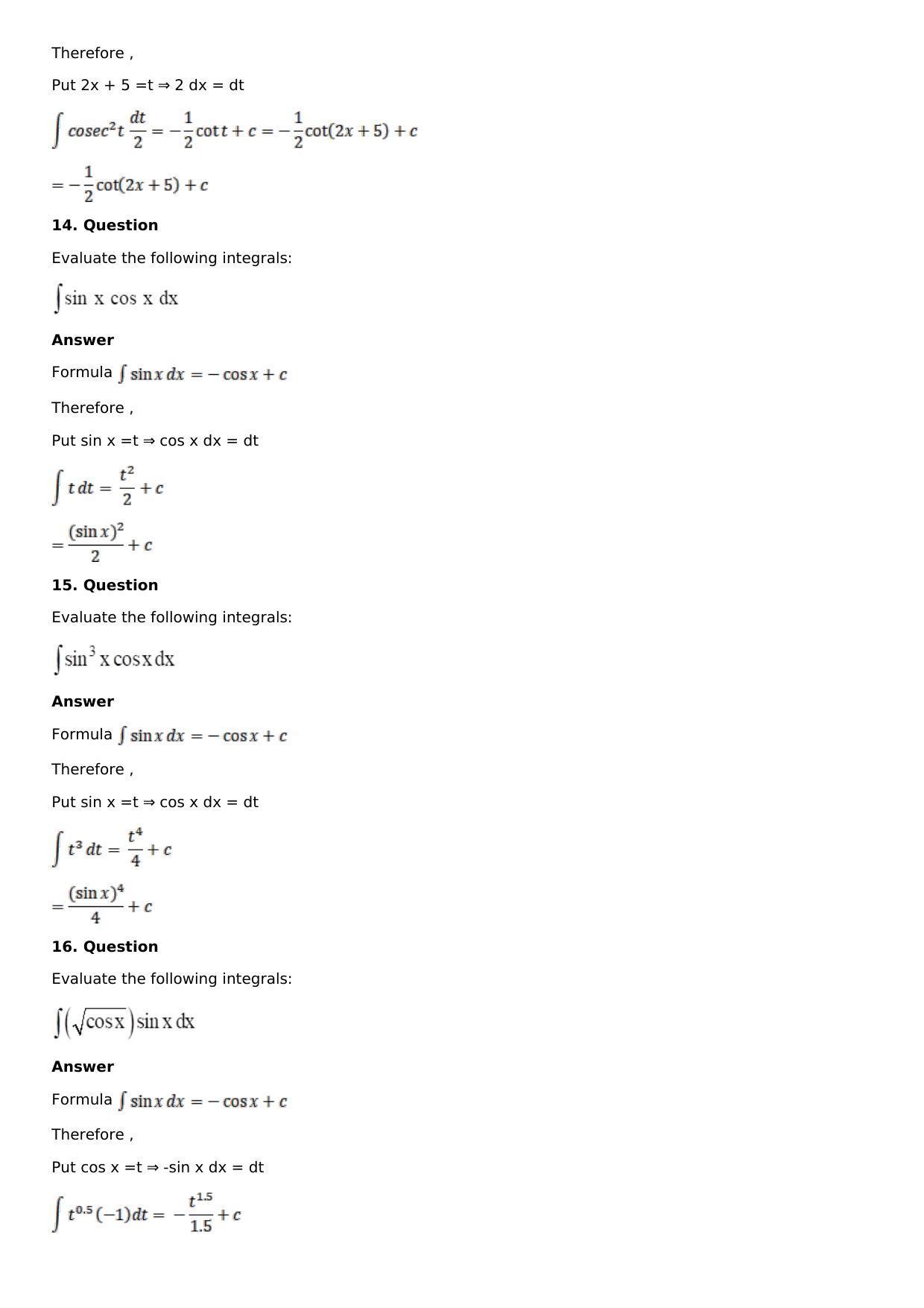 Chapter 13: Method of Integration Solutions: RS Aggarwal Class 12 Solutions  - Page 5