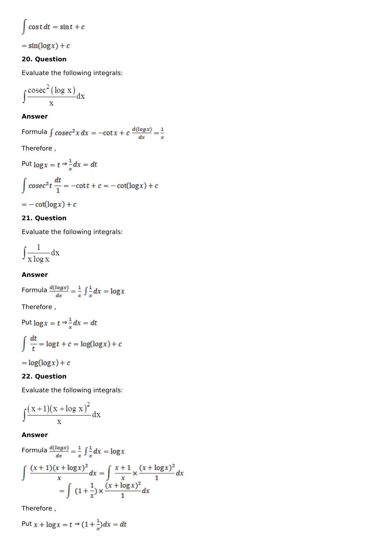 Chapter 13: Method of Integration Solutions: RS Aggarwal Class 12 Solutions  - Page 7