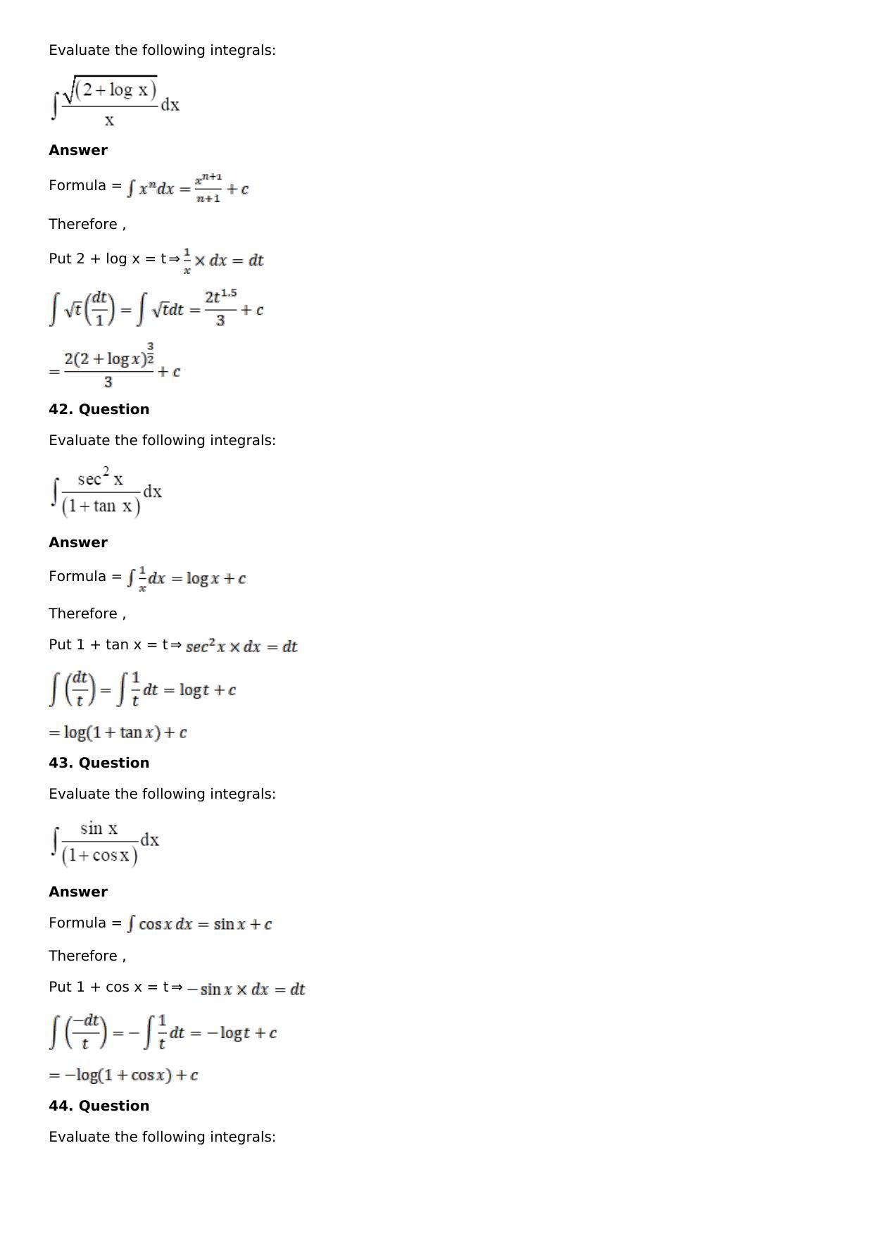 Chapter 13: Method of Integration Solutions: RS Aggarwal Class 12 Solutions  - Page 14