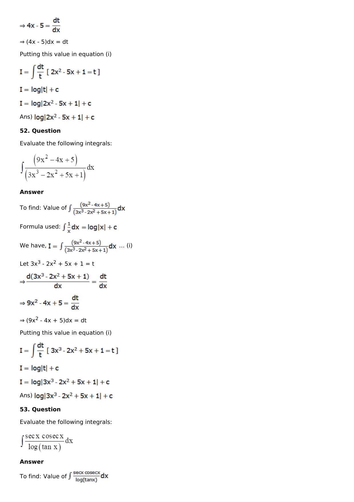 Chapter 13: Method of Integration Solutions: RS Aggarwal Class 12 Solutions  - Page 18