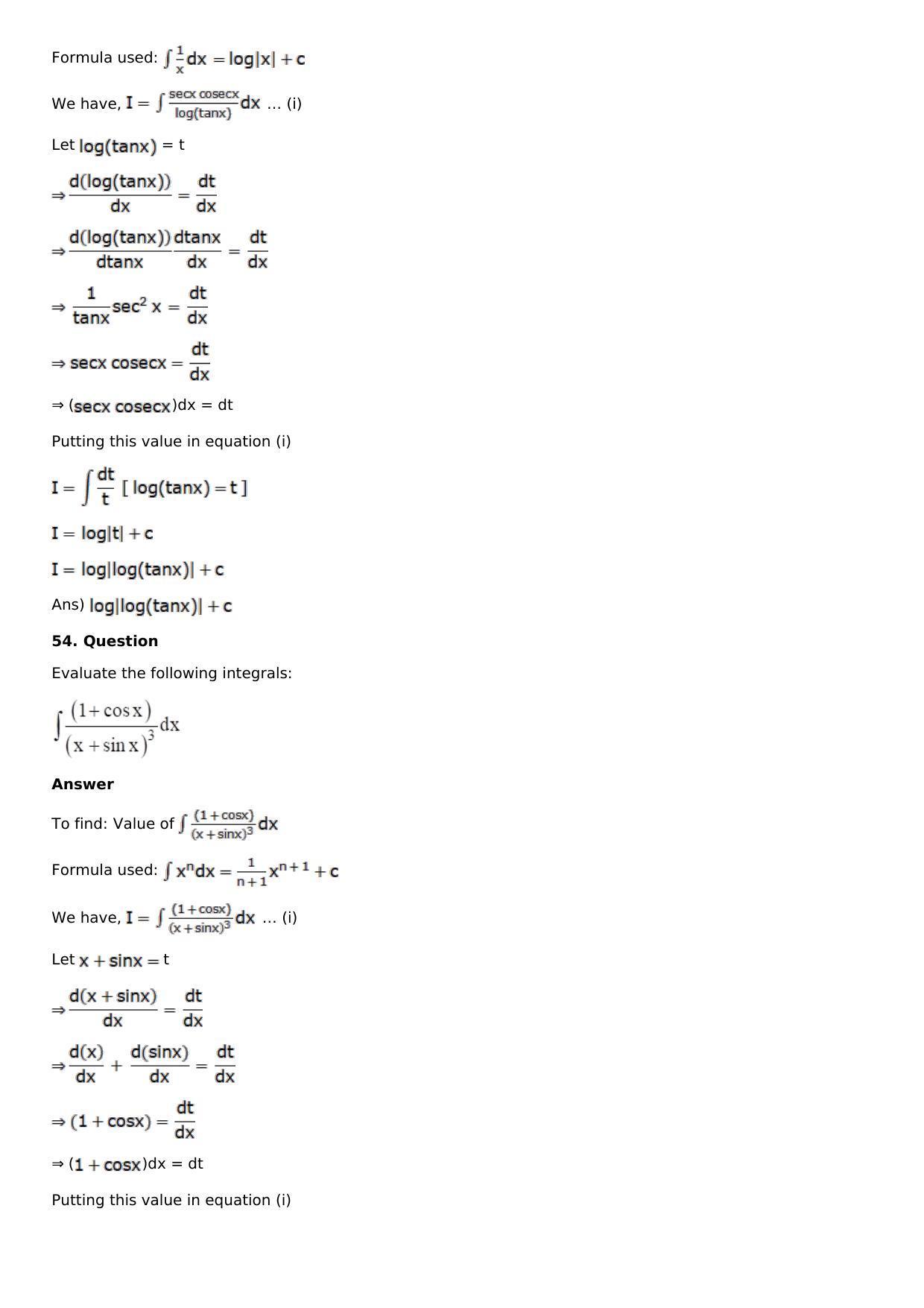 Chapter 13: Method of Integration Solutions: RS Aggarwal Class 12 Solutions  - Page 19