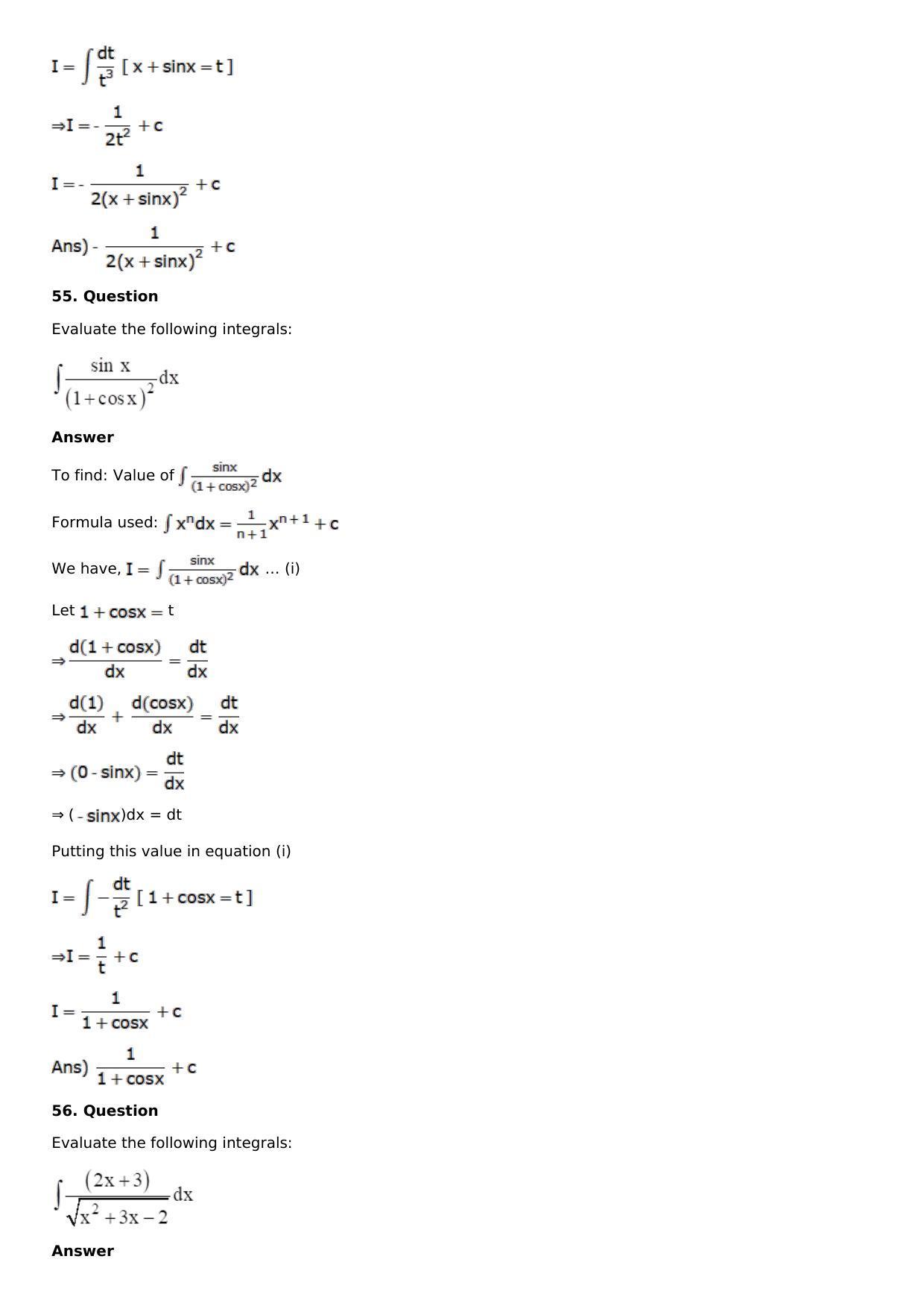 Chapter 13: Method of Integration Solutions: RS Aggarwal Class 12 Solutions  - Page 20