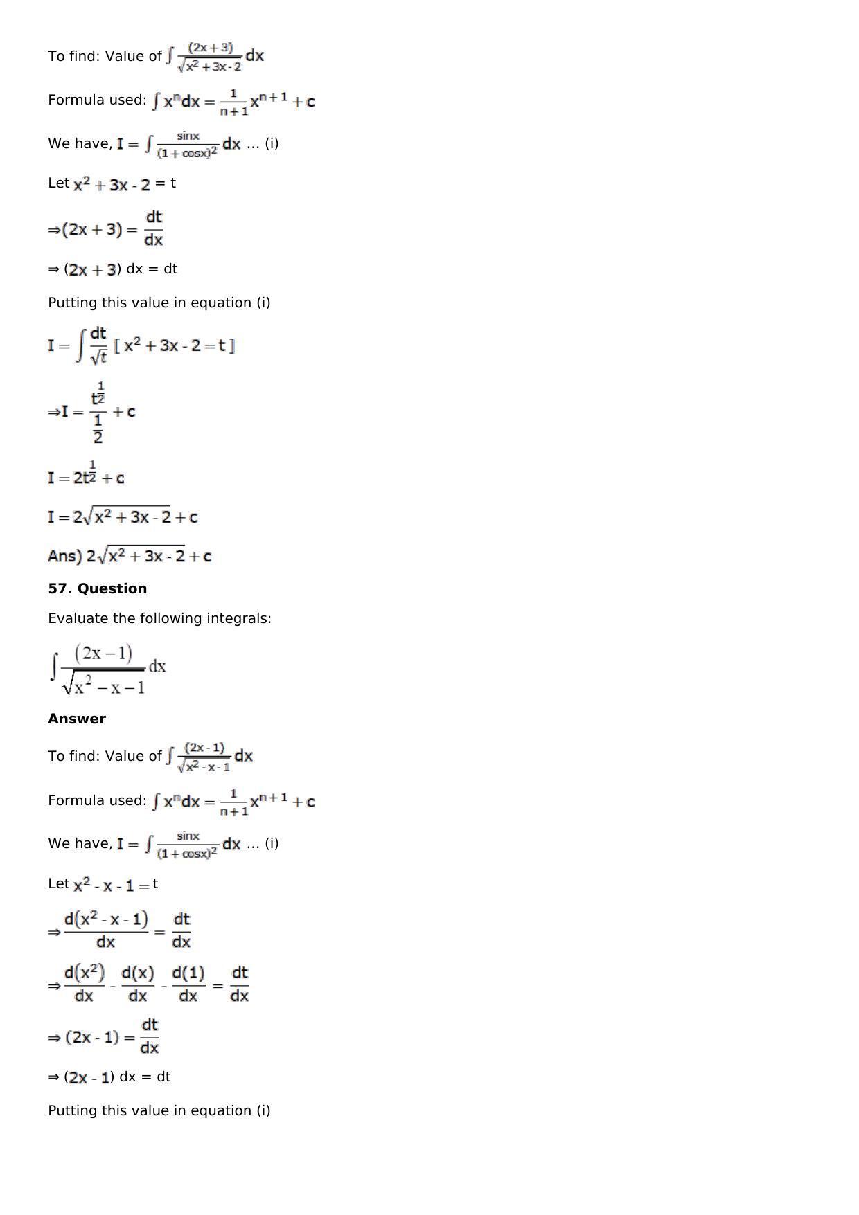 Chapter 13: Method of Integration Solutions: RS Aggarwal Class 12 Solutions  - Page 21