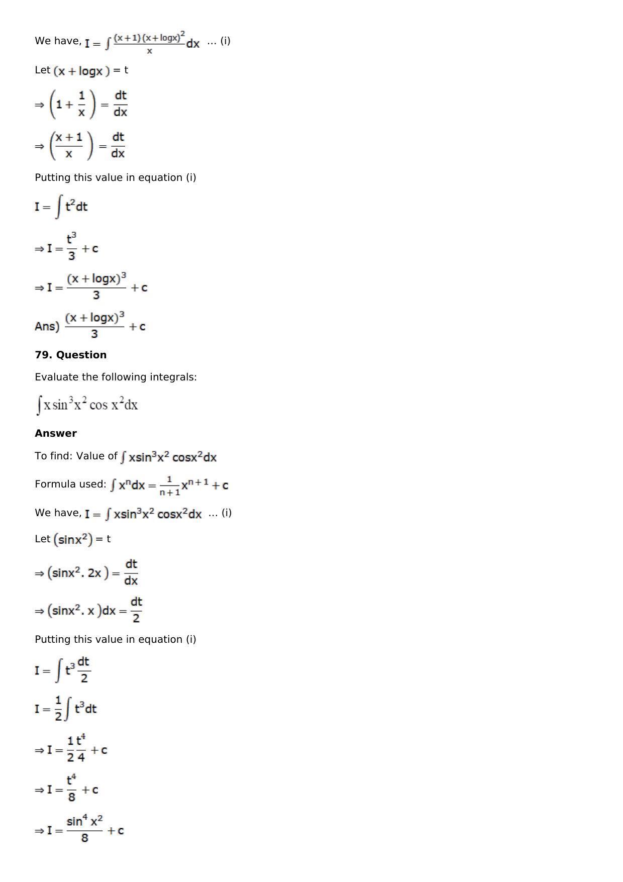 Chapter 13: Method of Integration Solutions: RS Aggarwal Class 12 Solutions  - Page 37