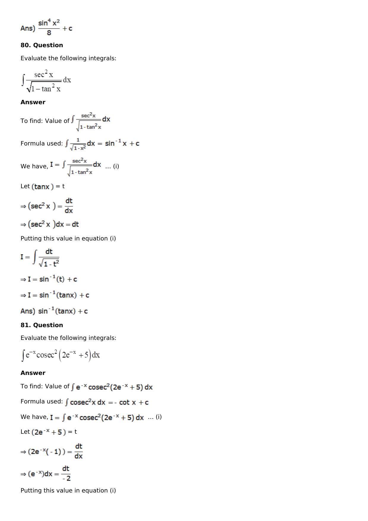 Chapter 13: Method of Integration Solutions: RS Aggarwal Class 12 Solutions  - Page 38