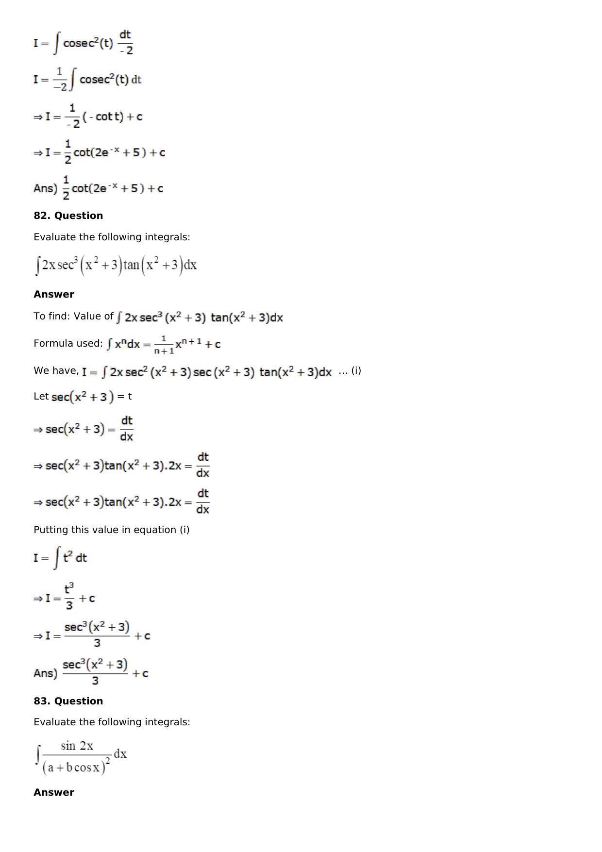 Chapter 13: Method of Integration Solutions: RS Aggarwal Class 12 Solutions  - Page 39