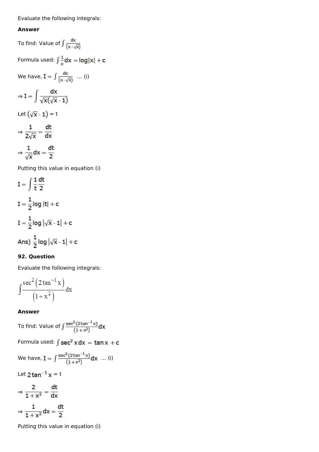 Chapter 13: Method of Integration Solutions: RS Aggarwal Class 12 Solutions  - Page 45