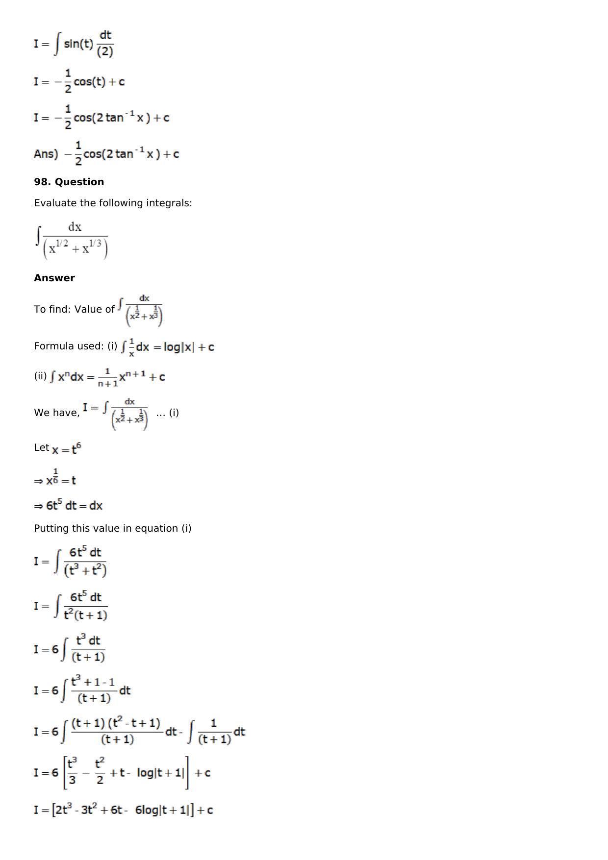 Chapter 13: Method of Integration Solutions: RS Aggarwal Class 12 Solutions  - Page 49