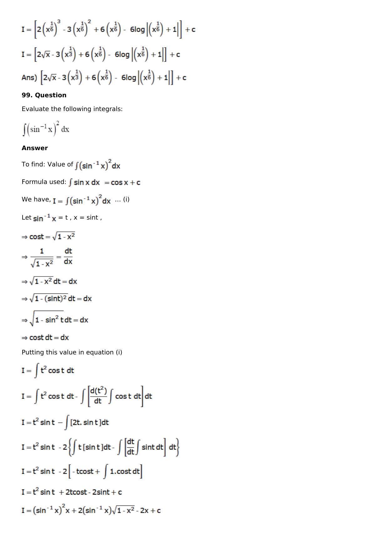 Chapter 13: Method of Integration Solutions: RS Aggarwal Class 12 Solutions  - Page 50