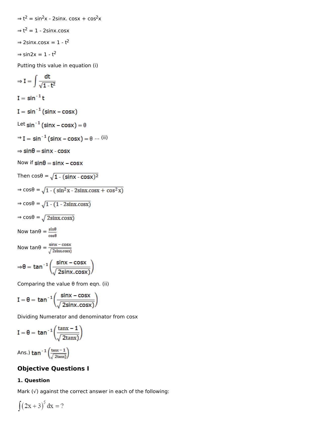Chapter 13: Method of Integration Solutions: RS Aggarwal Class 12 Solutions  - Page 53