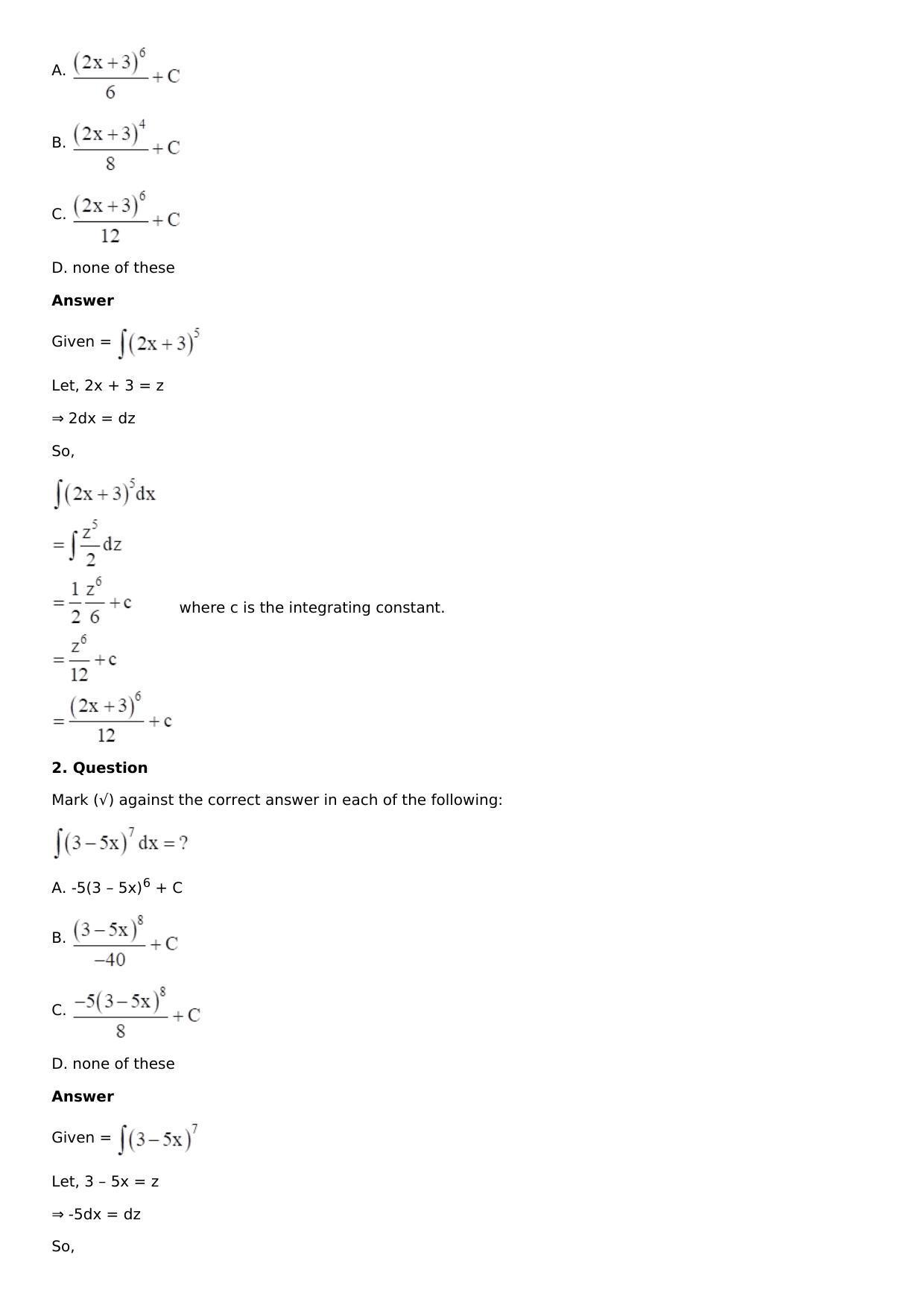 Chapter 13: Method of Integration Solutions: RS Aggarwal Class 12 Solutions  - Page 54