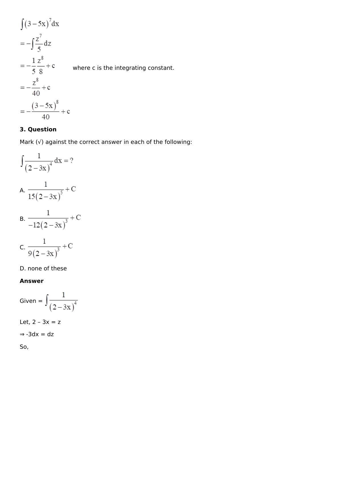Chapter 13: Method of Integration Solutions: RS Aggarwal Class 12 Solutions  - Page 55