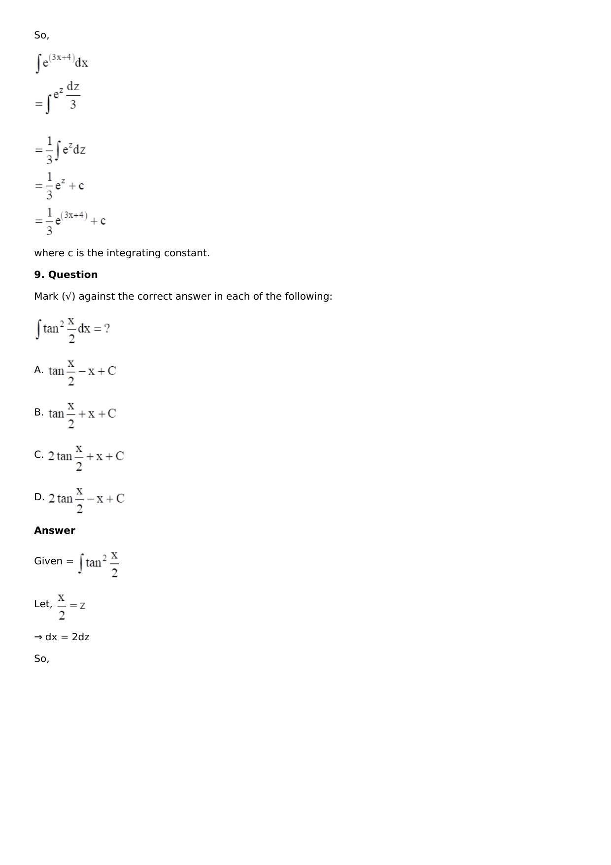 Chapter 13: Method of Integration Solutions: RS Aggarwal Class 12 Solutions  - Page 59