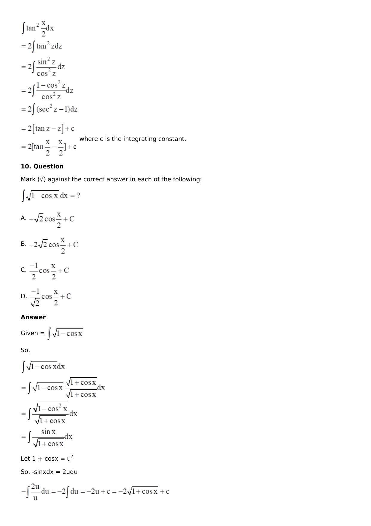 Chapter 13: Method of Integration Solutions: RS Aggarwal Class 12 Solutions  - Page 60