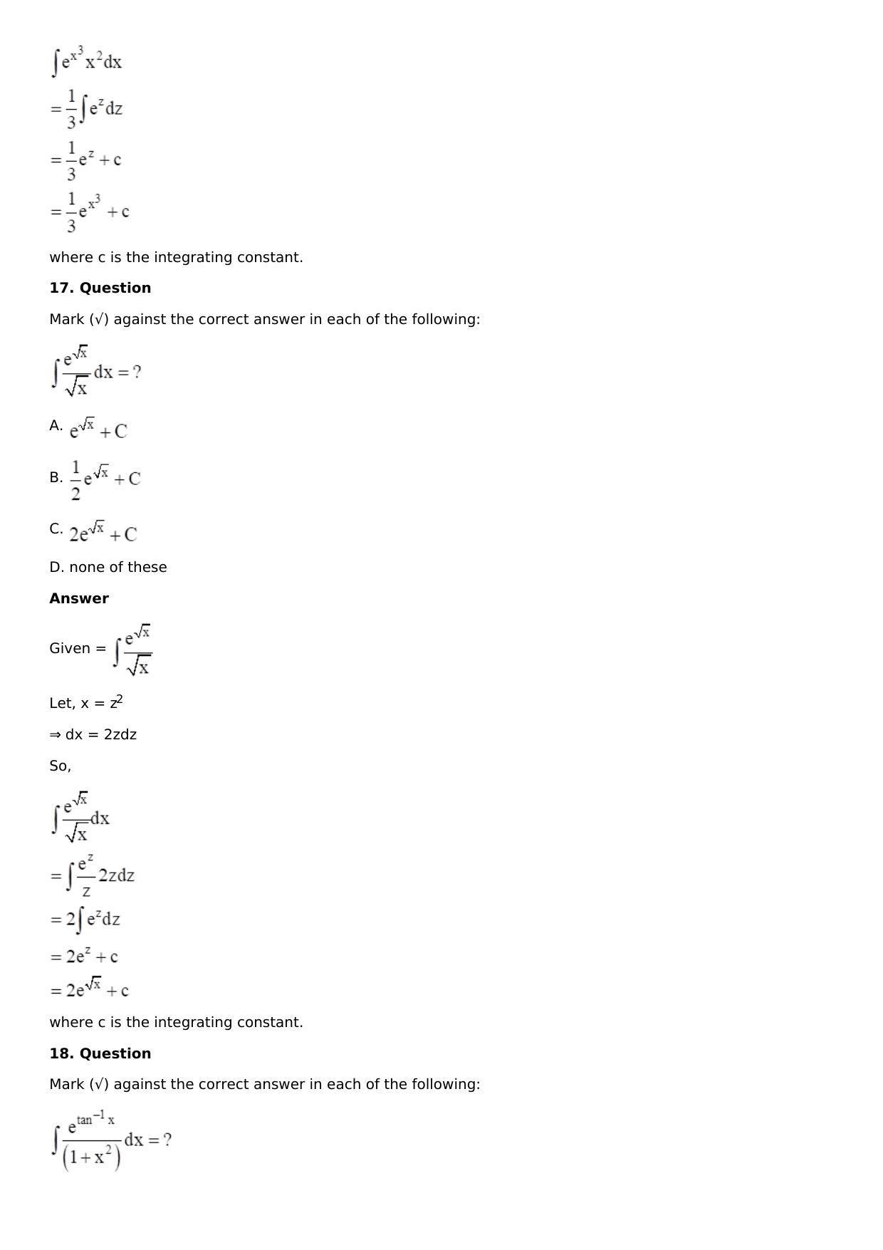 Chapter 13: Method of Integration Solutions: RS Aggarwal Class 12 Solutions  - Page 65