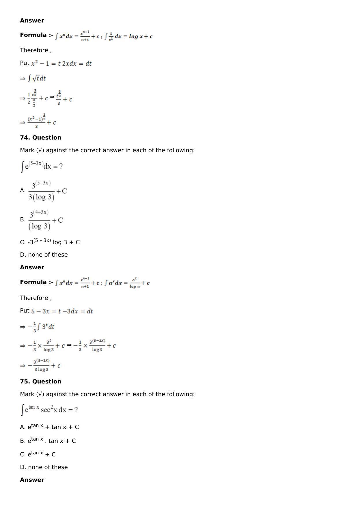 Chapter 13: Method of Integration Solutions: RS Aggarwal Class 12 Solutions  - Page 102