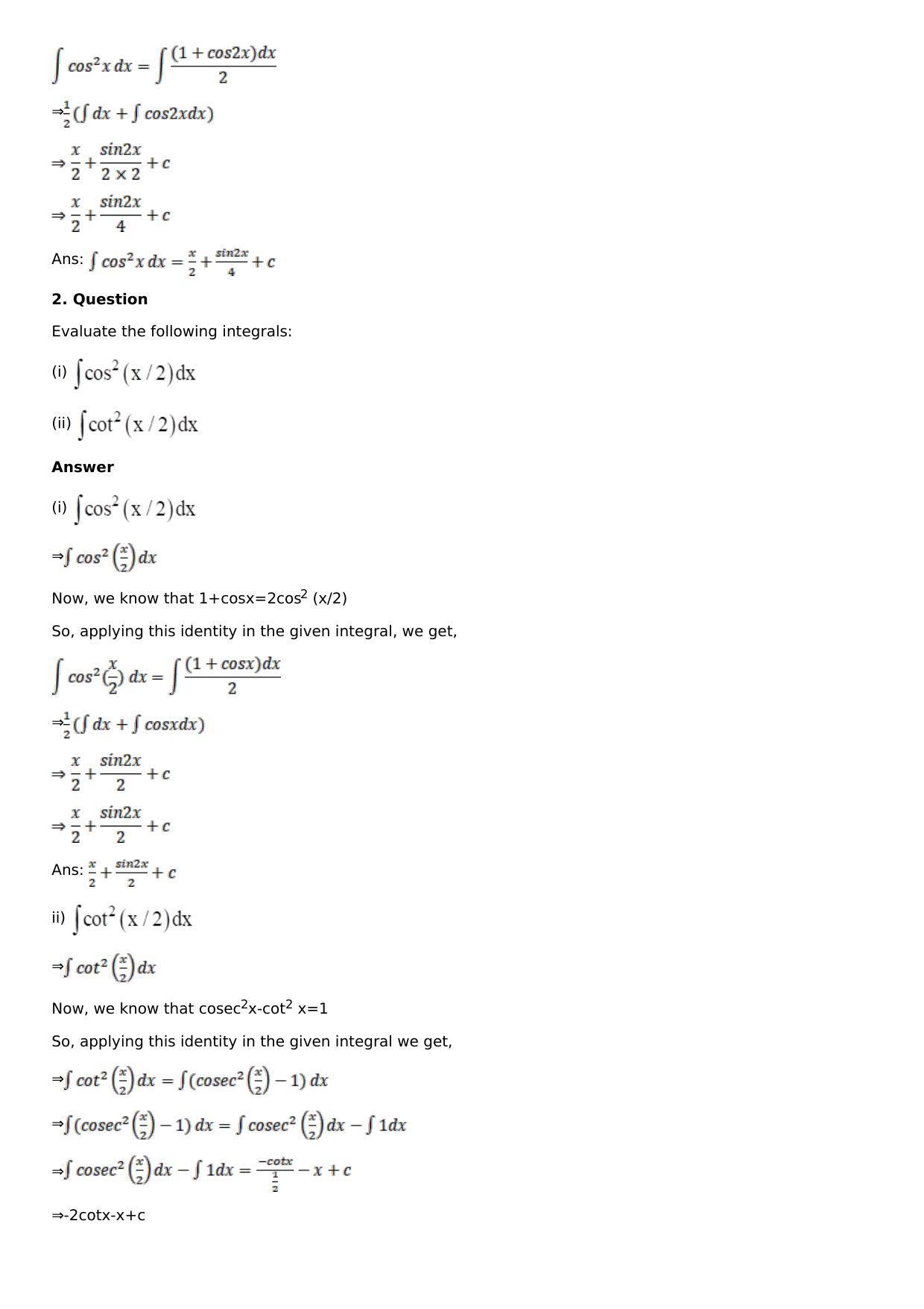Chapter 13: Method of Integration Solutions: RS Aggarwal Class 12 Solutions  - Page 118