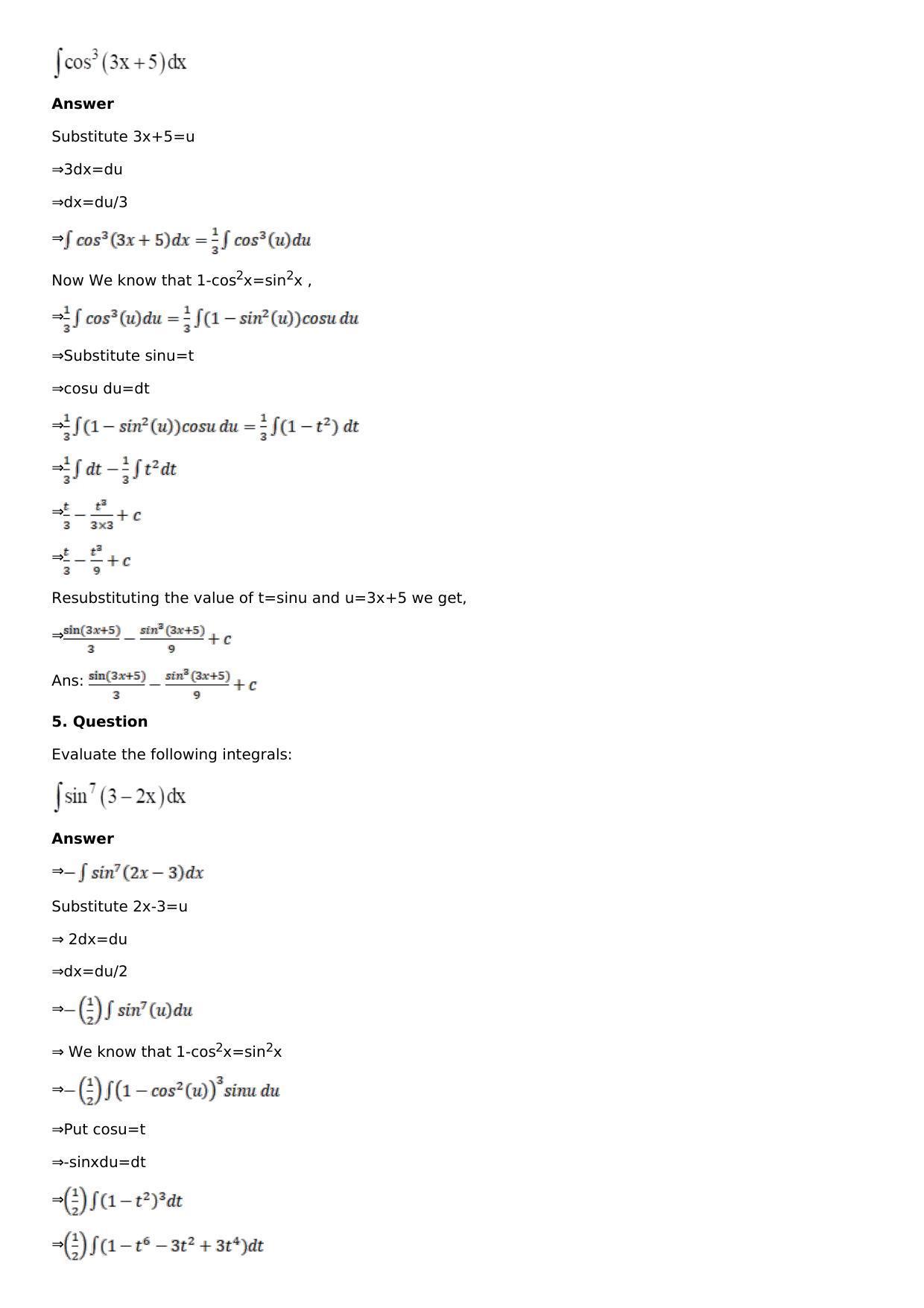 Chapter 13: Method of Integration Solutions: RS Aggarwal Class 12 Solutions  - Page 120