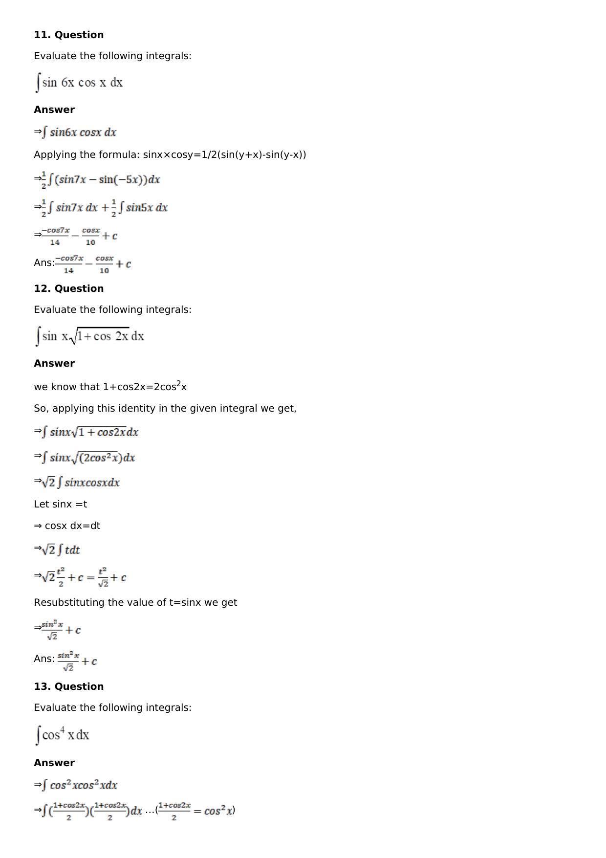 Chapter 13: Method of Integration Solutions: RS Aggarwal Class 12 Solutions  - Page 124