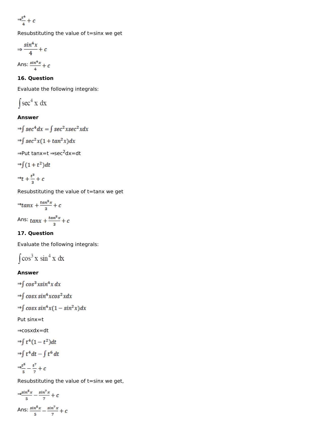 Chapter 13: Method of Integration Solutions: RS Aggarwal Class 12 Solutions  - Page 126