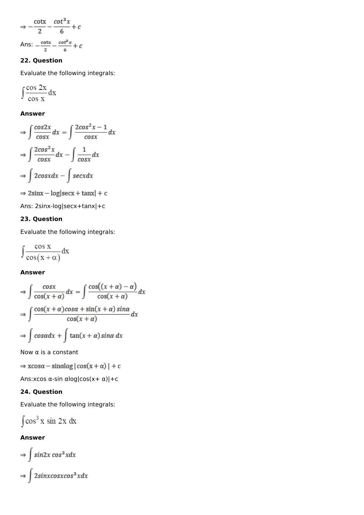 Chapter 13: Method of Integration Solutions: RS Aggarwal Class 12 Solutions  - Page 129