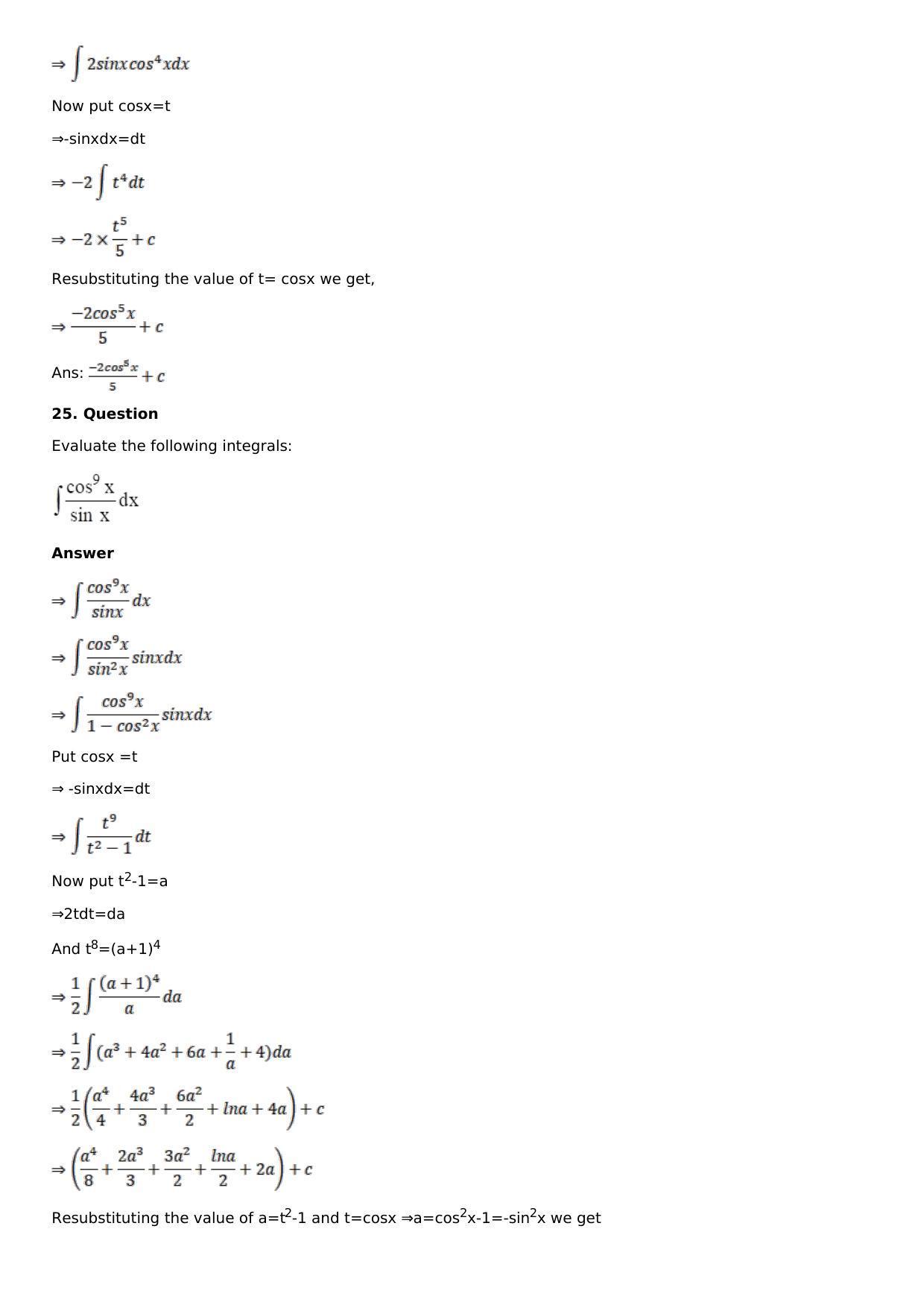 Chapter 13: Method of Integration Solutions: RS Aggarwal Class 12 Solutions  - Page 130