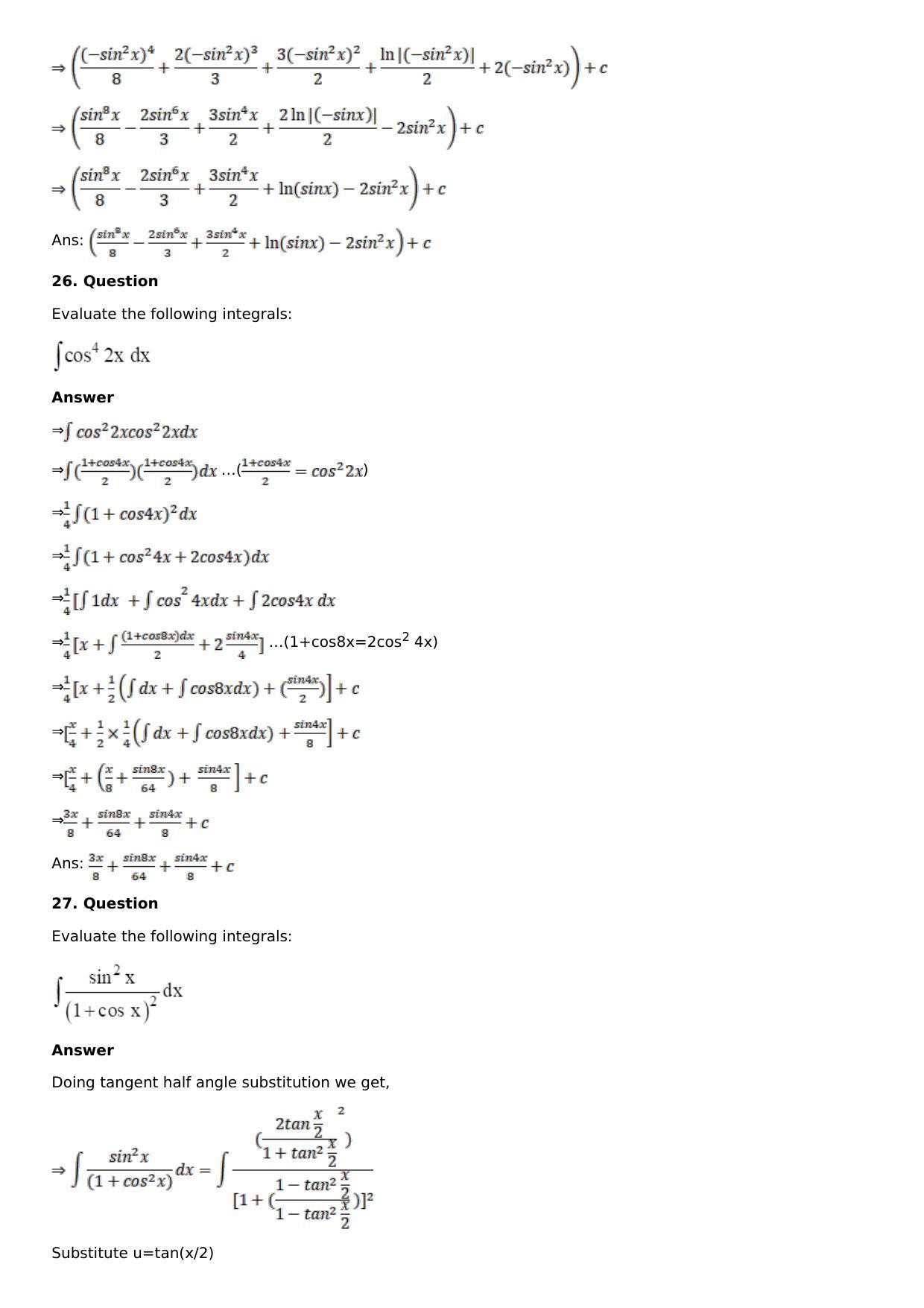 Chapter 13: Method of Integration Solutions: RS Aggarwal Class 12 Solutions  - Page 131