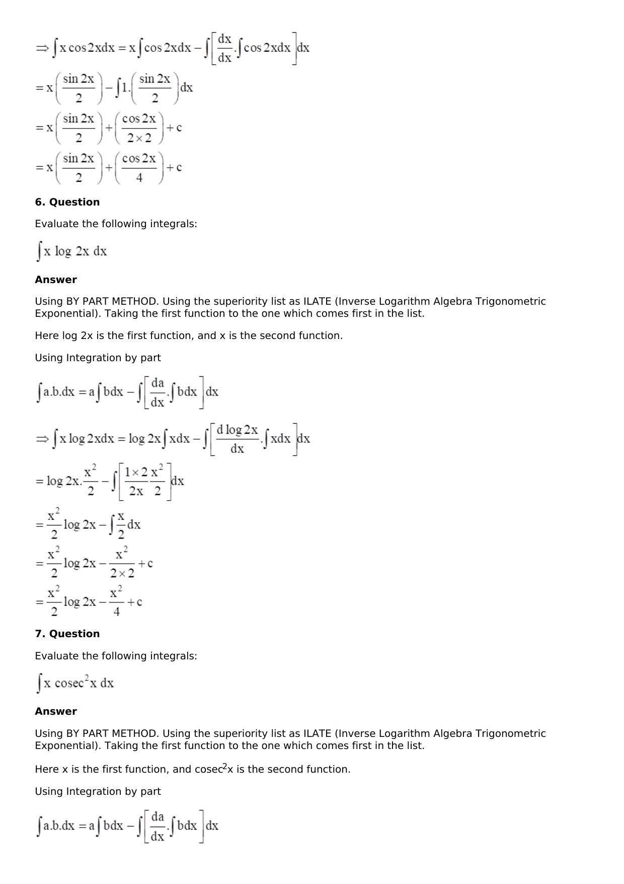 Chapter 13: Method of Integration Solutions: RS Aggarwal Class 12 Solutions  - Page 138
