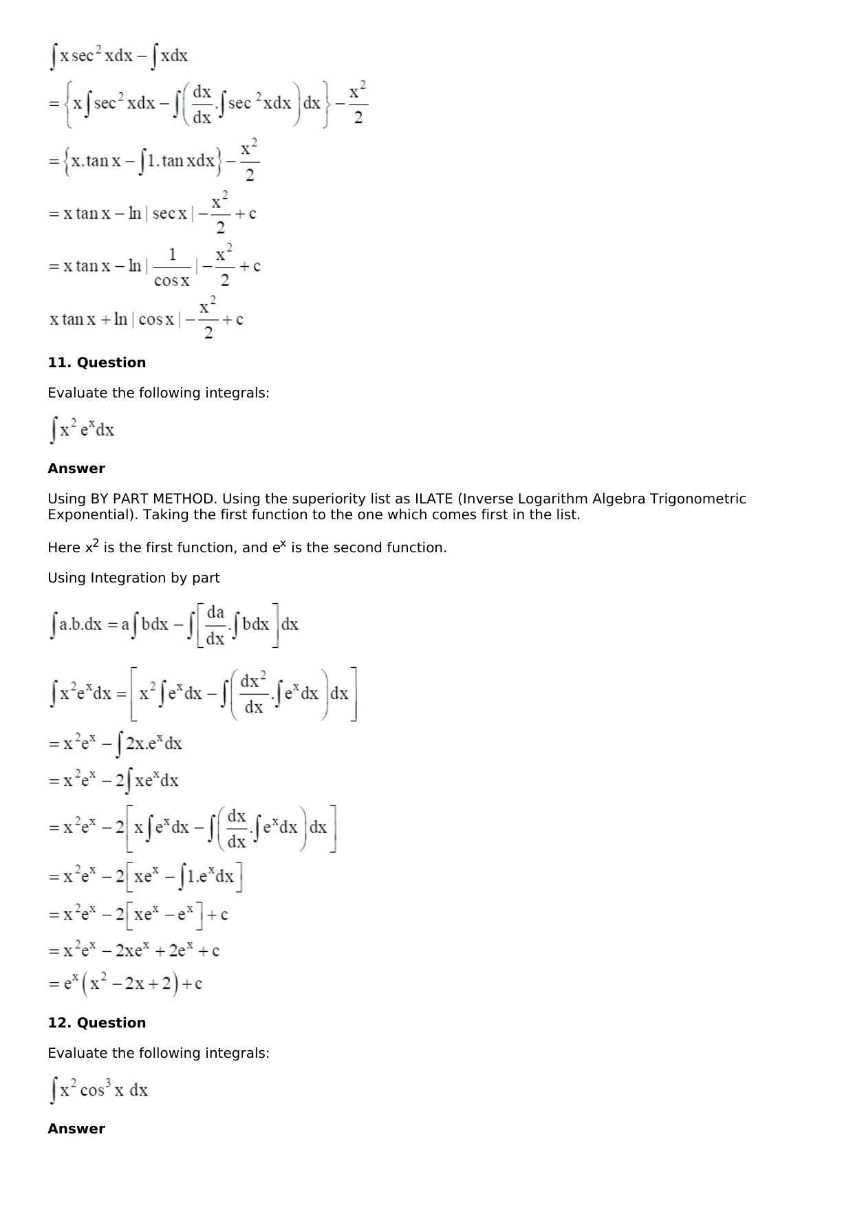 Chapter 13: Method of Integration Solutions: RS Aggarwal Class 12 Solutions  - Page 141