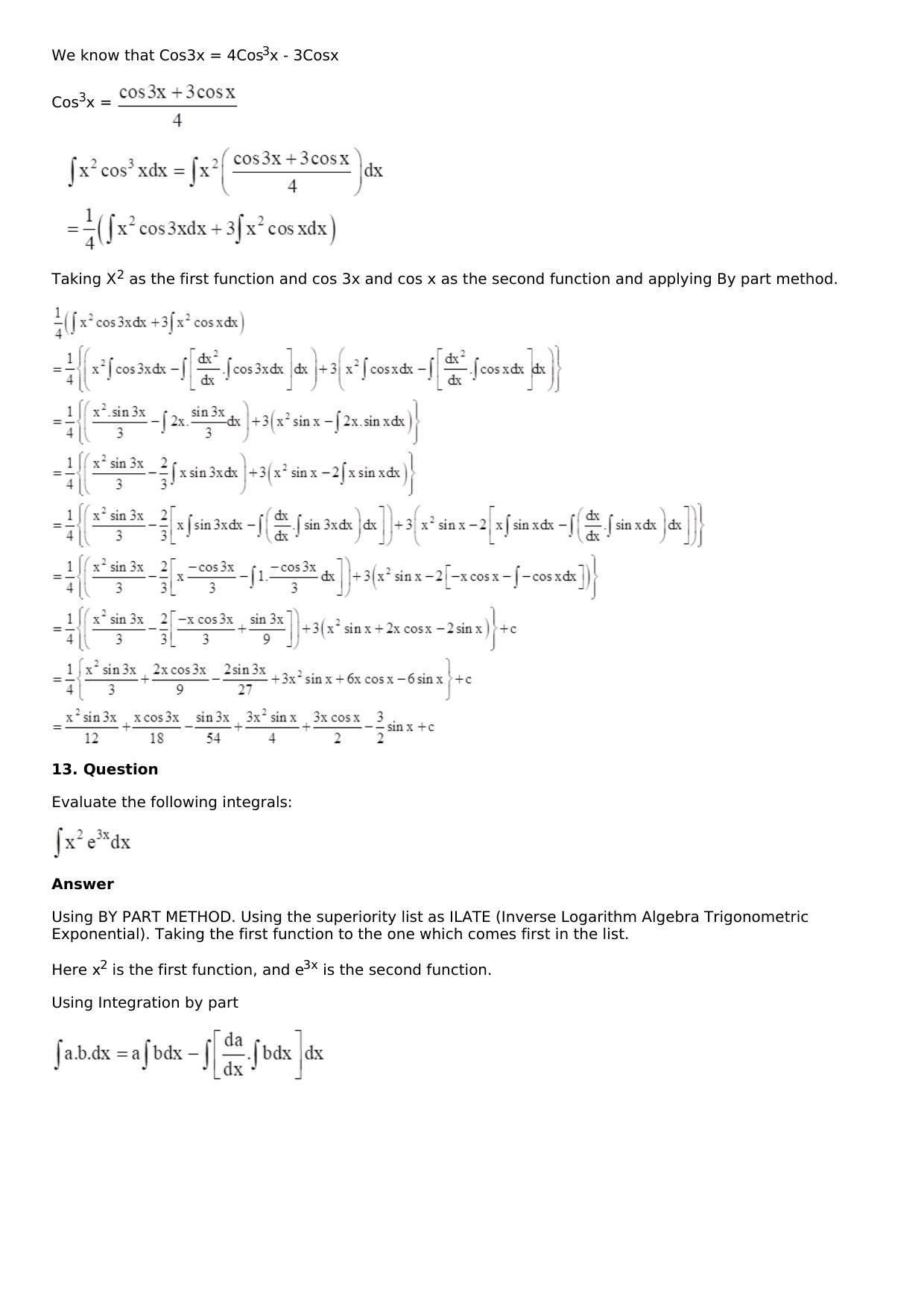 Chapter 13: Method of Integration Solutions: RS Aggarwal Class 12 Solutions  - Page 142