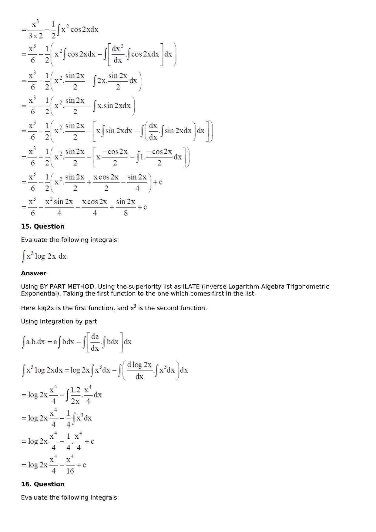 Chapter 13: Method of Integration Solutions: RS Aggarwal Class 12 Solutions  - Page 144