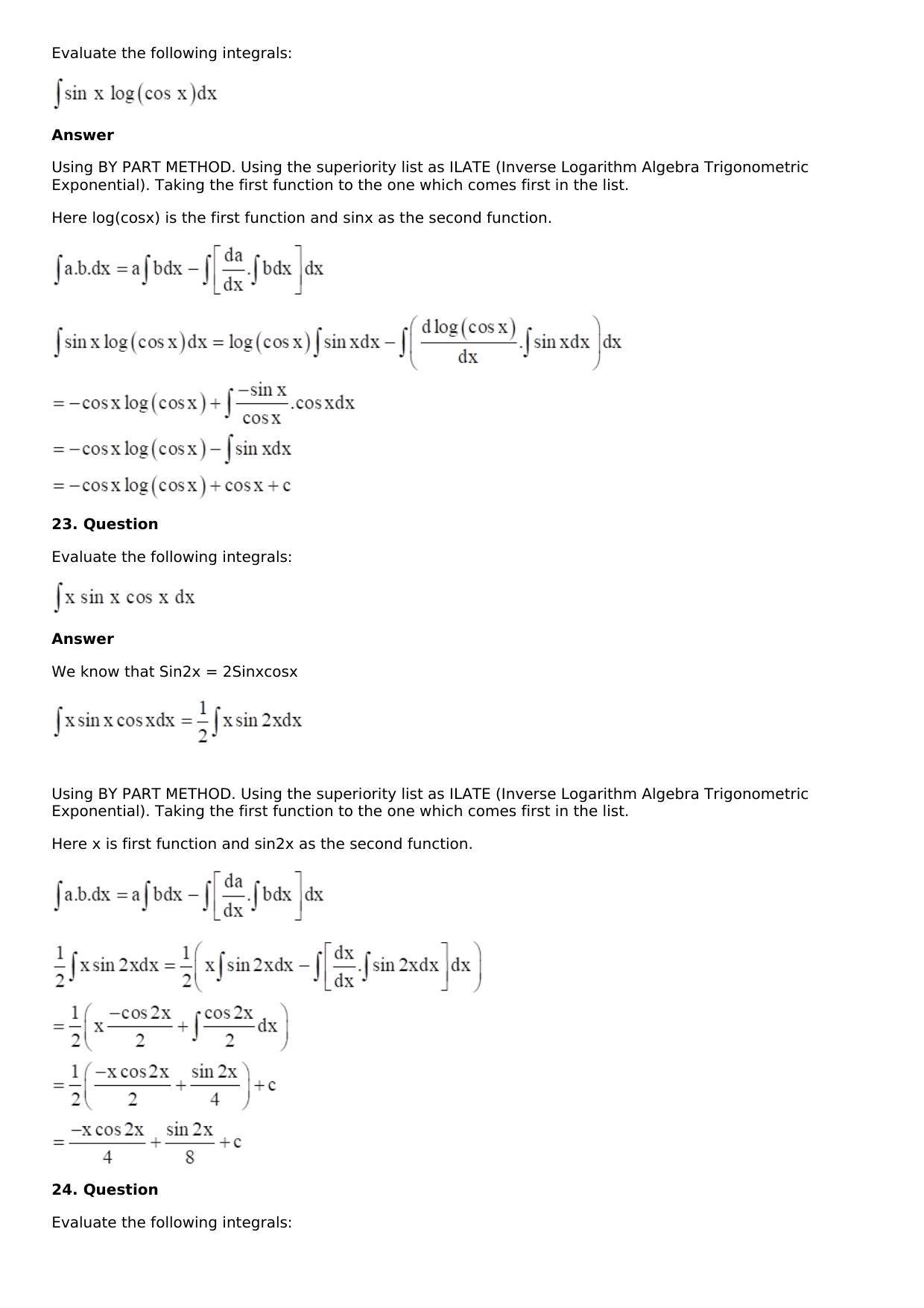 Chapter 13: Method of Integration Solutions: RS Aggarwal Class 12 Solutions  - Page 149
