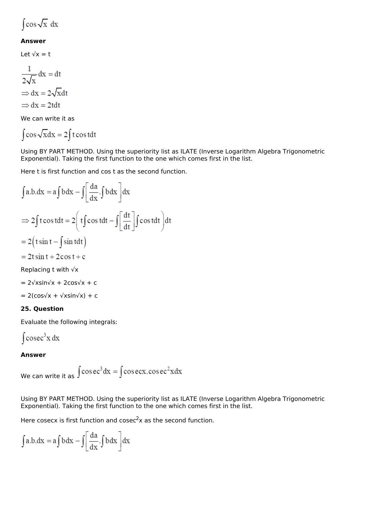 Chapter 13: Method of Integration Solutions: RS Aggarwal Class 12 Solutions  - Page 150