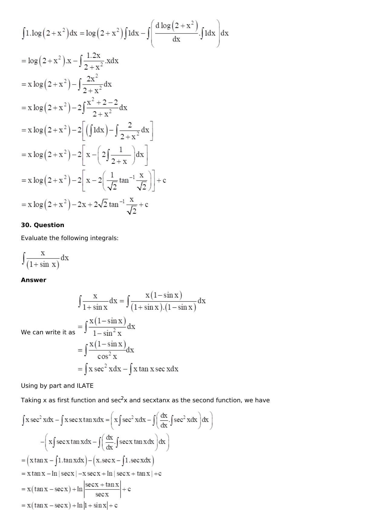 Chapter 13: Method of Integration Solutions: RS Aggarwal Class 12 Solutions  - Page 154