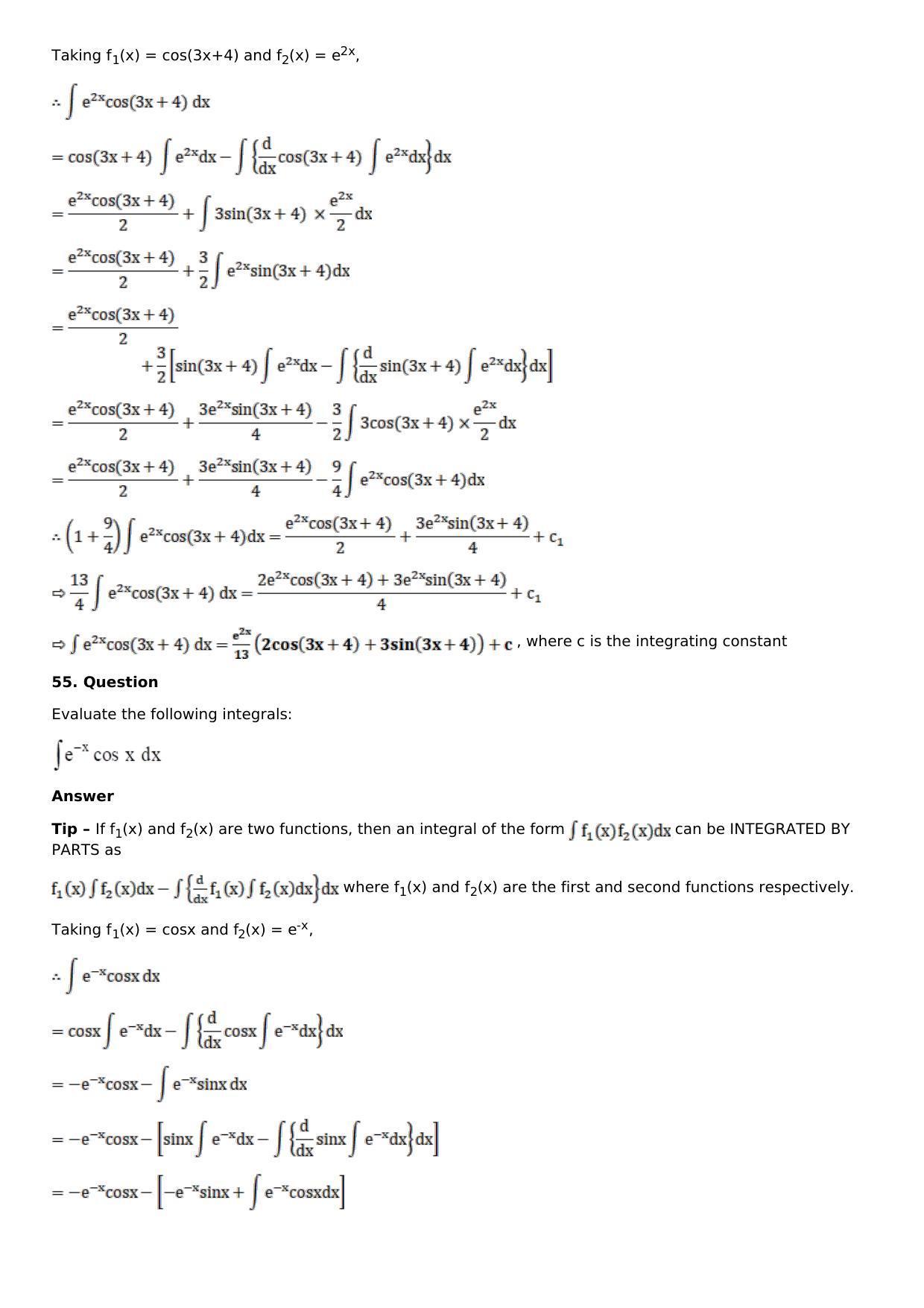 Chapter 13: Method of Integration Solutions: RS Aggarwal Class 12 Solutions  - Page 175