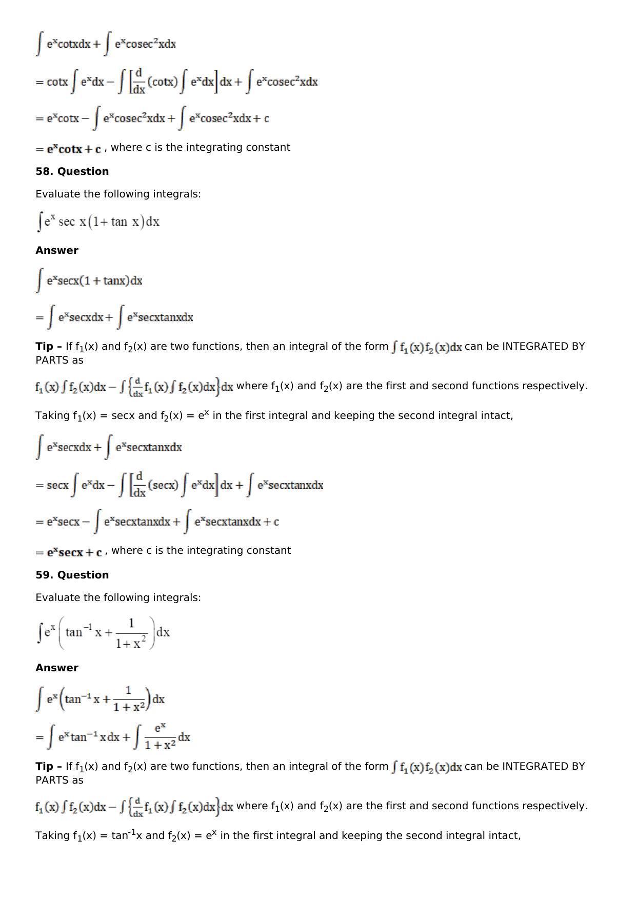 Chapter 13: Method of Integration Solutions: RS Aggarwal Class 12 Solutions  - Page 177