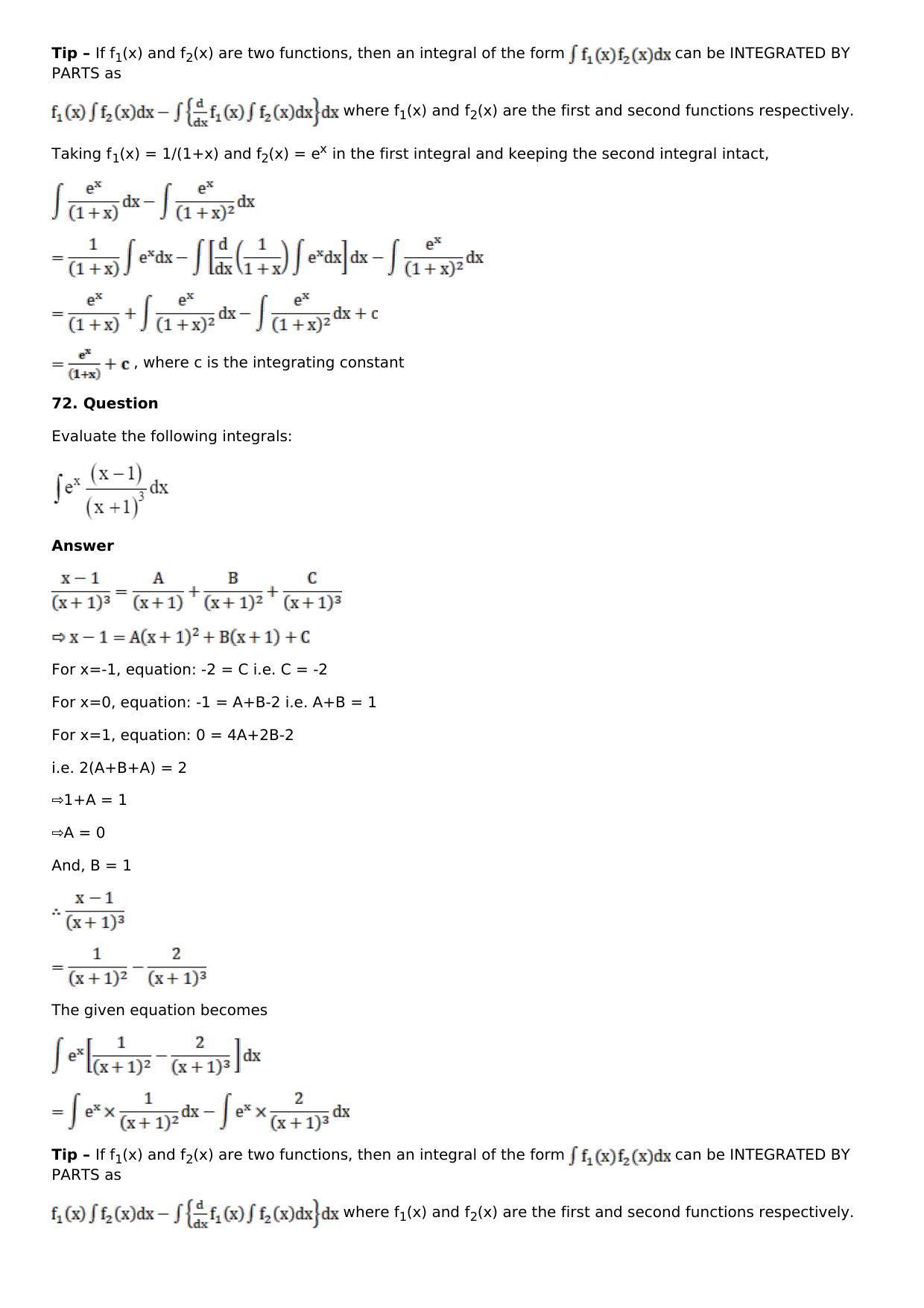 Chapter 13: Method of Integration Solutions: RS Aggarwal Class 12 Solutions  - Page 185