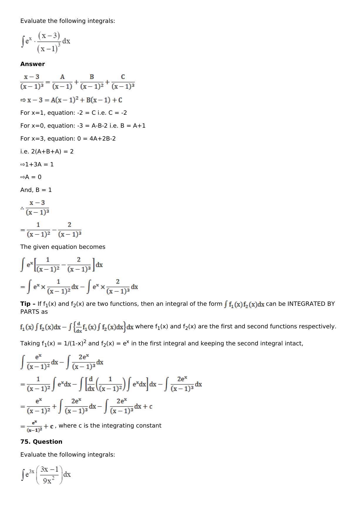 Chapter 13: Method of Integration Solutions: RS Aggarwal Class 12 Solutions  - Page 187