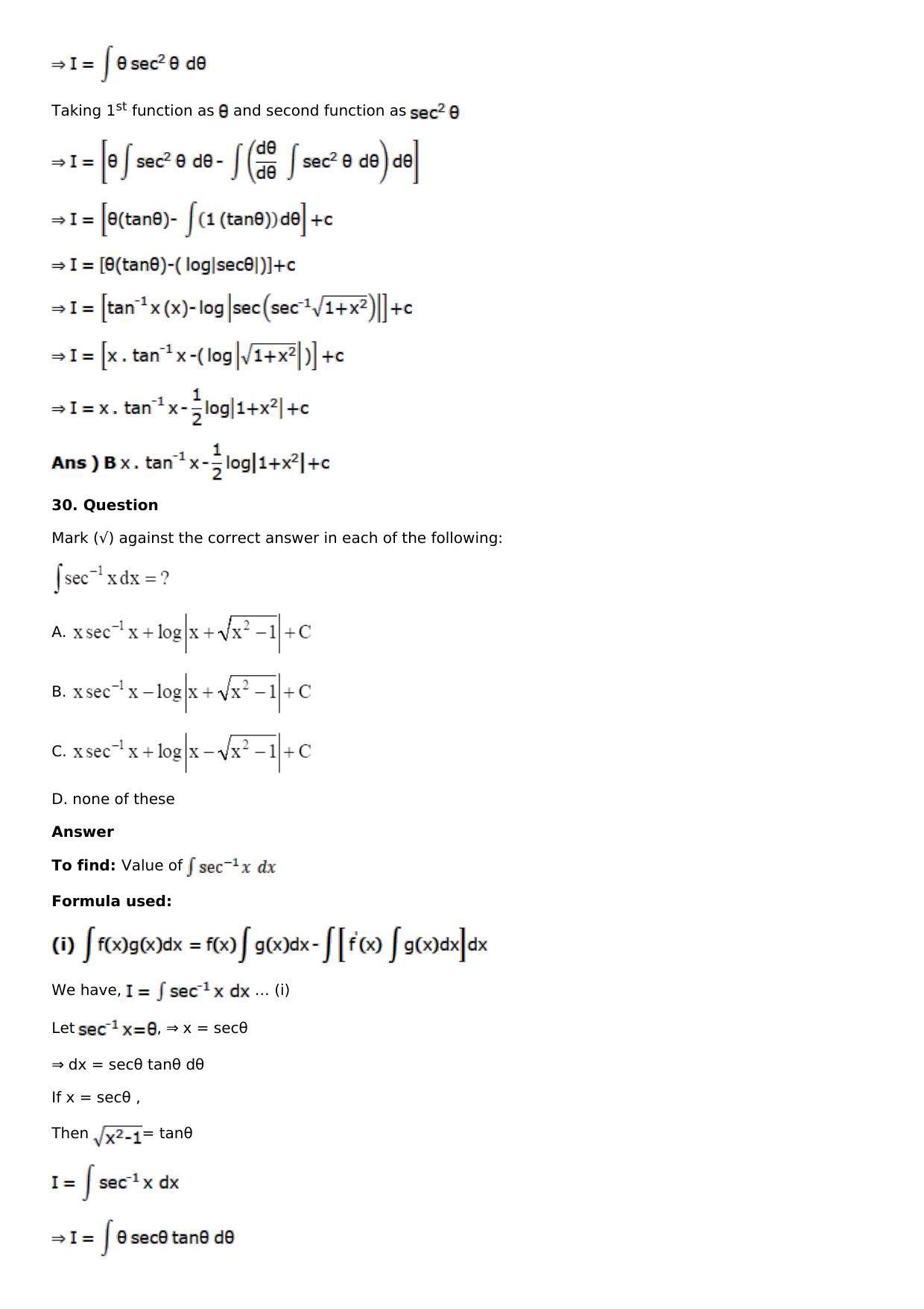 Chapter 13: Method of Integration Solutions: RS Aggarwal Class 12 Solutions  - Page 223