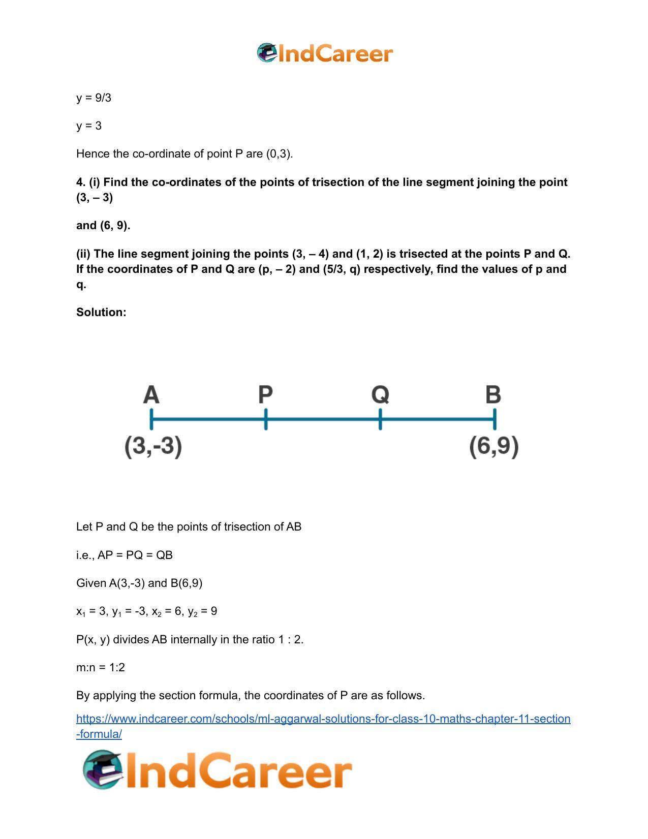 ML Aggarwal Solutions for Class 10 Maths Chapter 11- Section Formula - Page 5